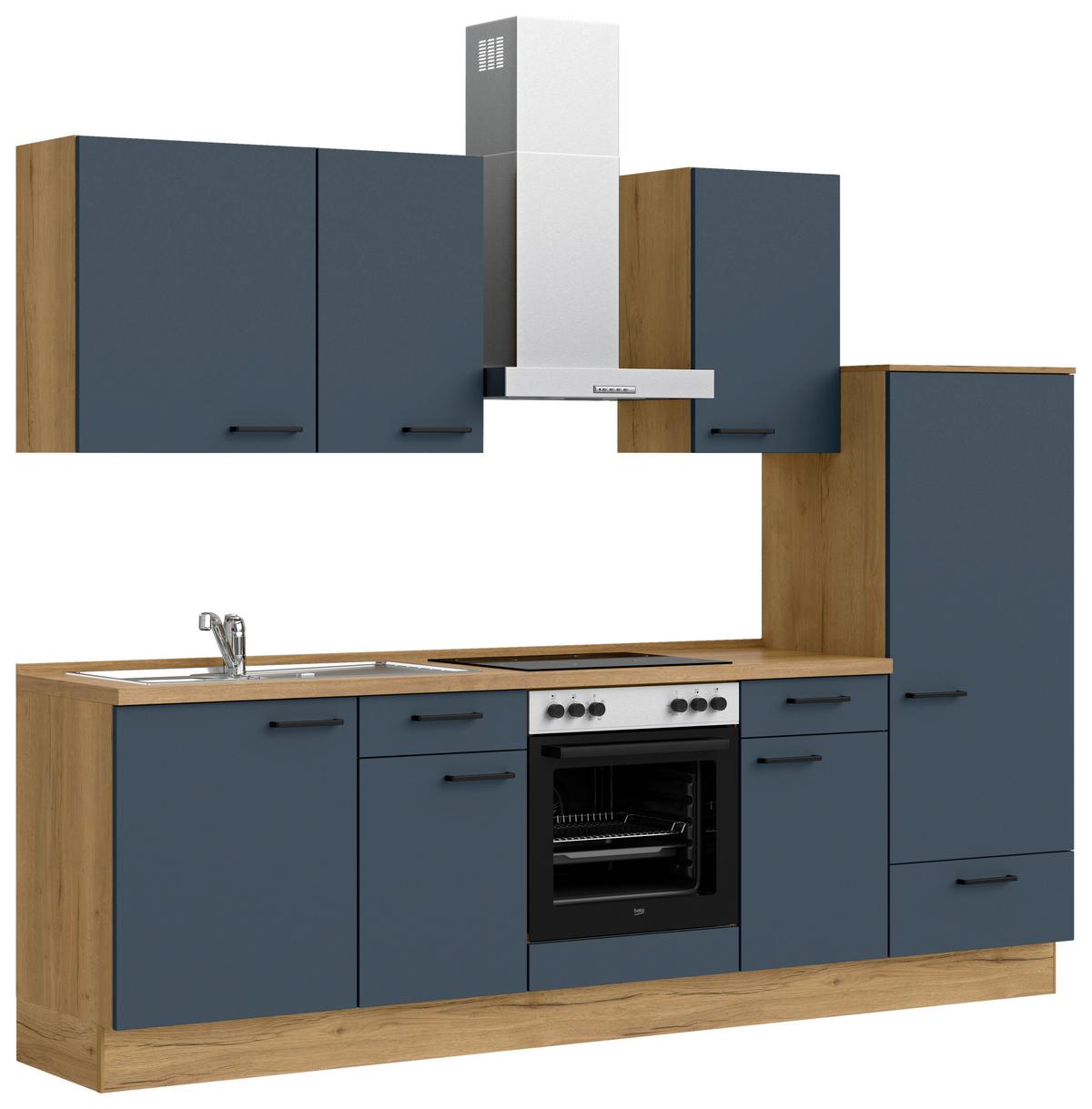 Küchenleerblock Easytouch Low-Line, L6 Rechts - Blau/Eichefarben, MODERN, Holzwerkstoff (270cm) - Nobilia