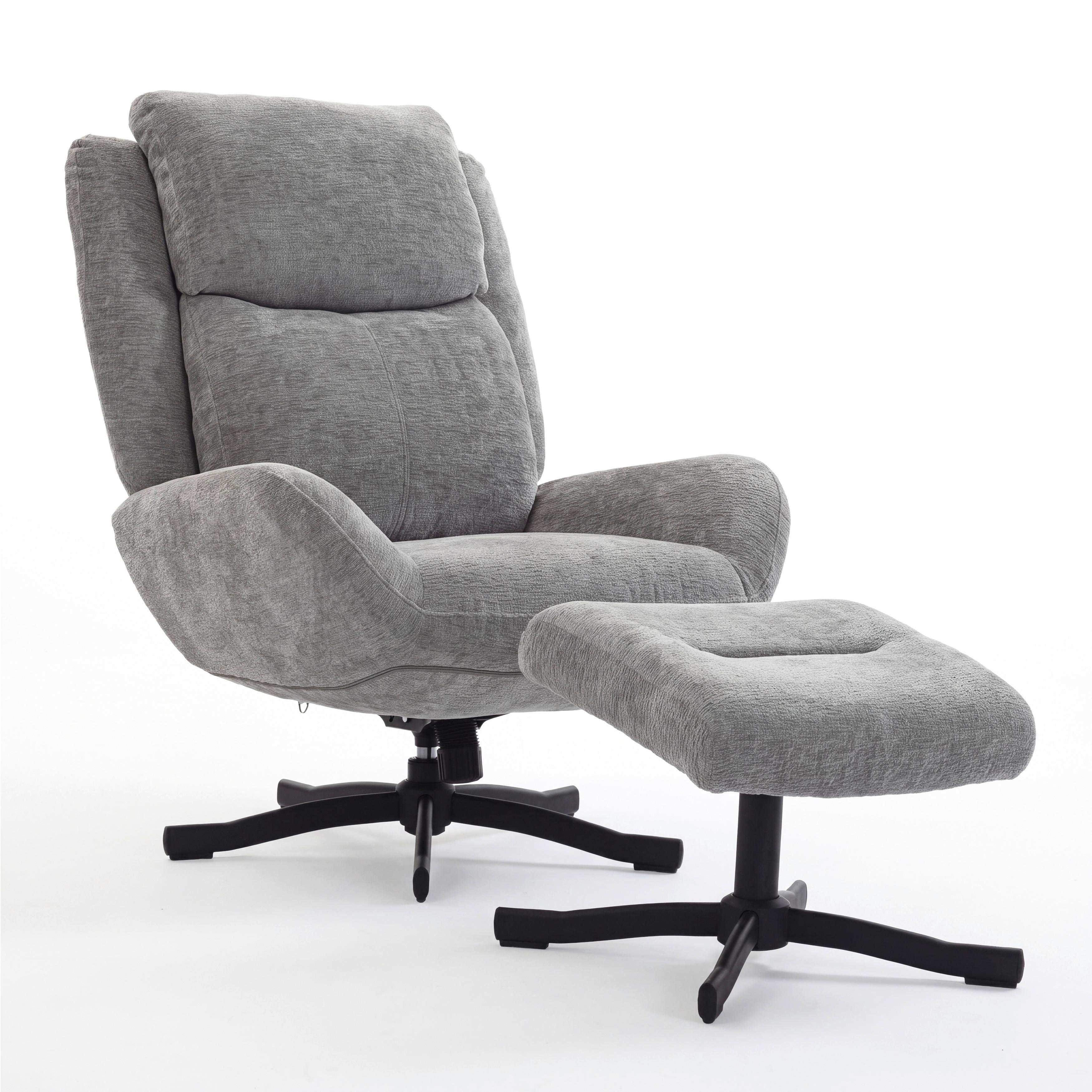 Kreslo s taburetkou NINA, svetlosivý zamat, max. 140 kg - čierna/svetlosivá, Modern, kov/textil (75/100/93cm) - Bessagi Home