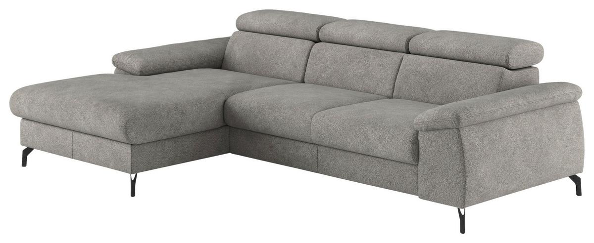 Ecksofa Kitty Hellgrau S. 166x244 Cm - Hellgrau/Schwarz, Design, Textil (166/244cm) - Livetastic