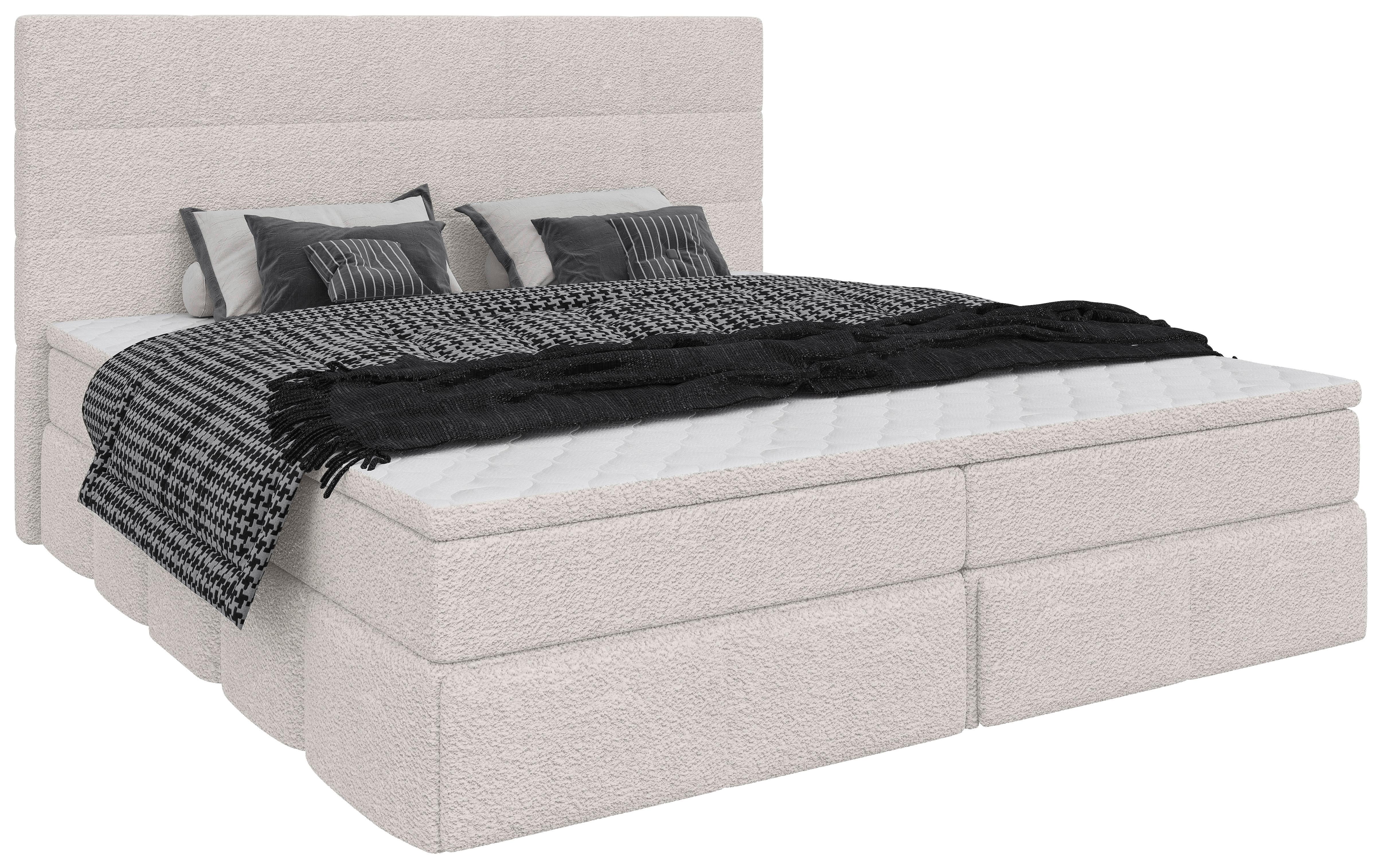 Polsterbett Alba Chenille Weiß, Lf: 180x200 Cm - Schwarz/Weiß, Trend, Textil (180/200cm)