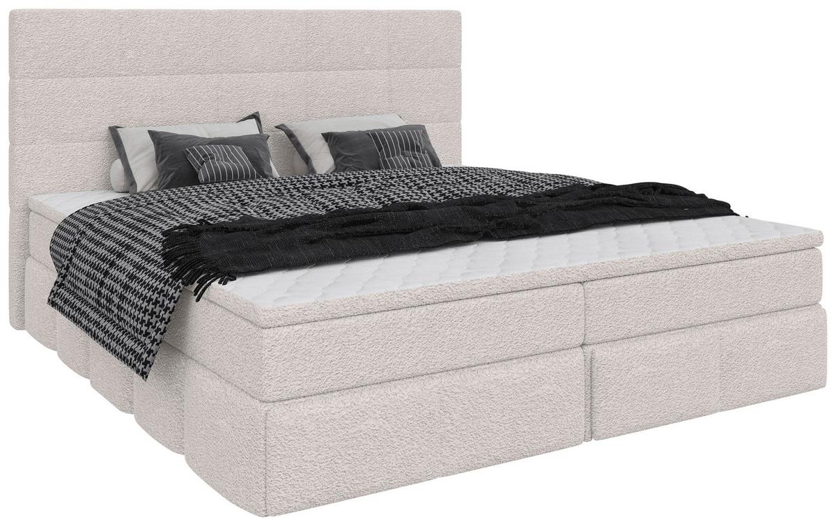 Polsterbett Alba Chenille Weiß, Lf: 180x200 Cm - Schwarz/Weiß, Trend, Textil (180/200cm)