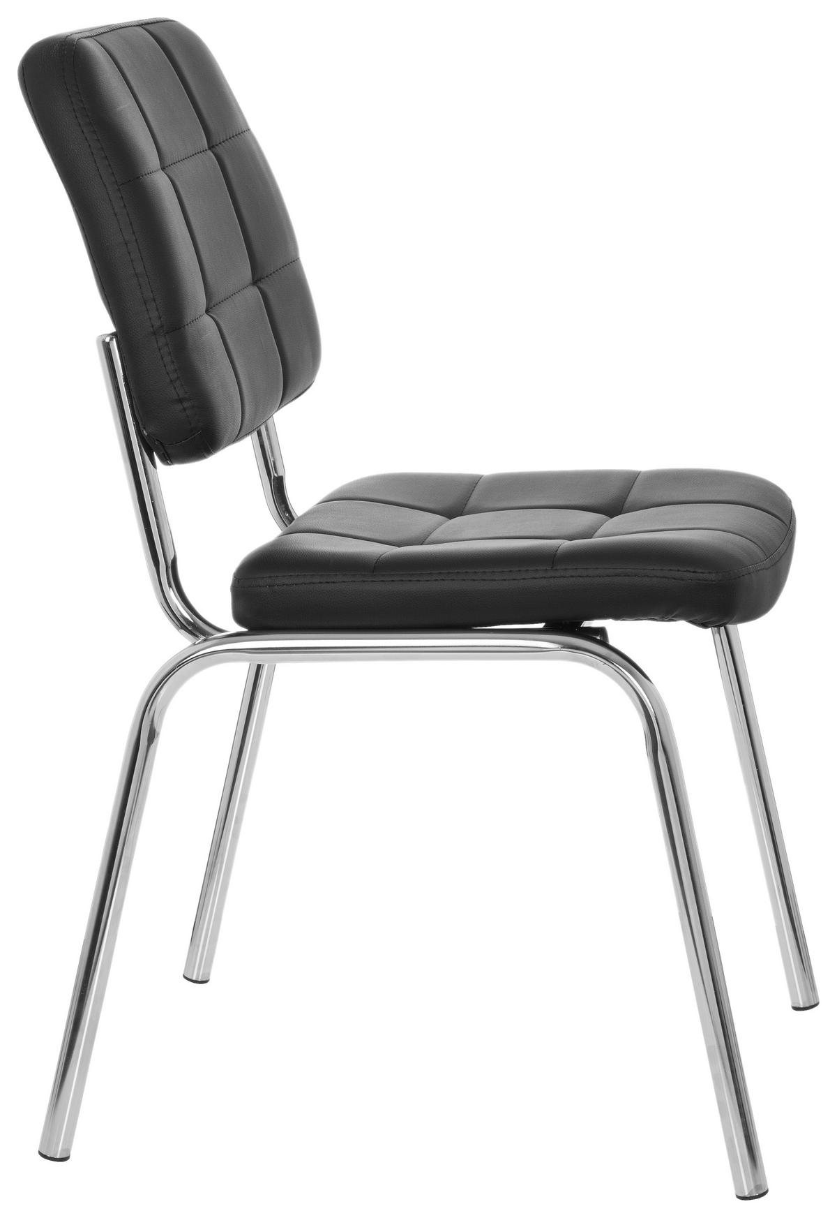 Besucherstuhl Piceno Lederlook Schwarz Bis 110 Kg - Chromfarben/Schwarz, MODERN, Textil/Metall (46/87/50cm) - MID.YOU