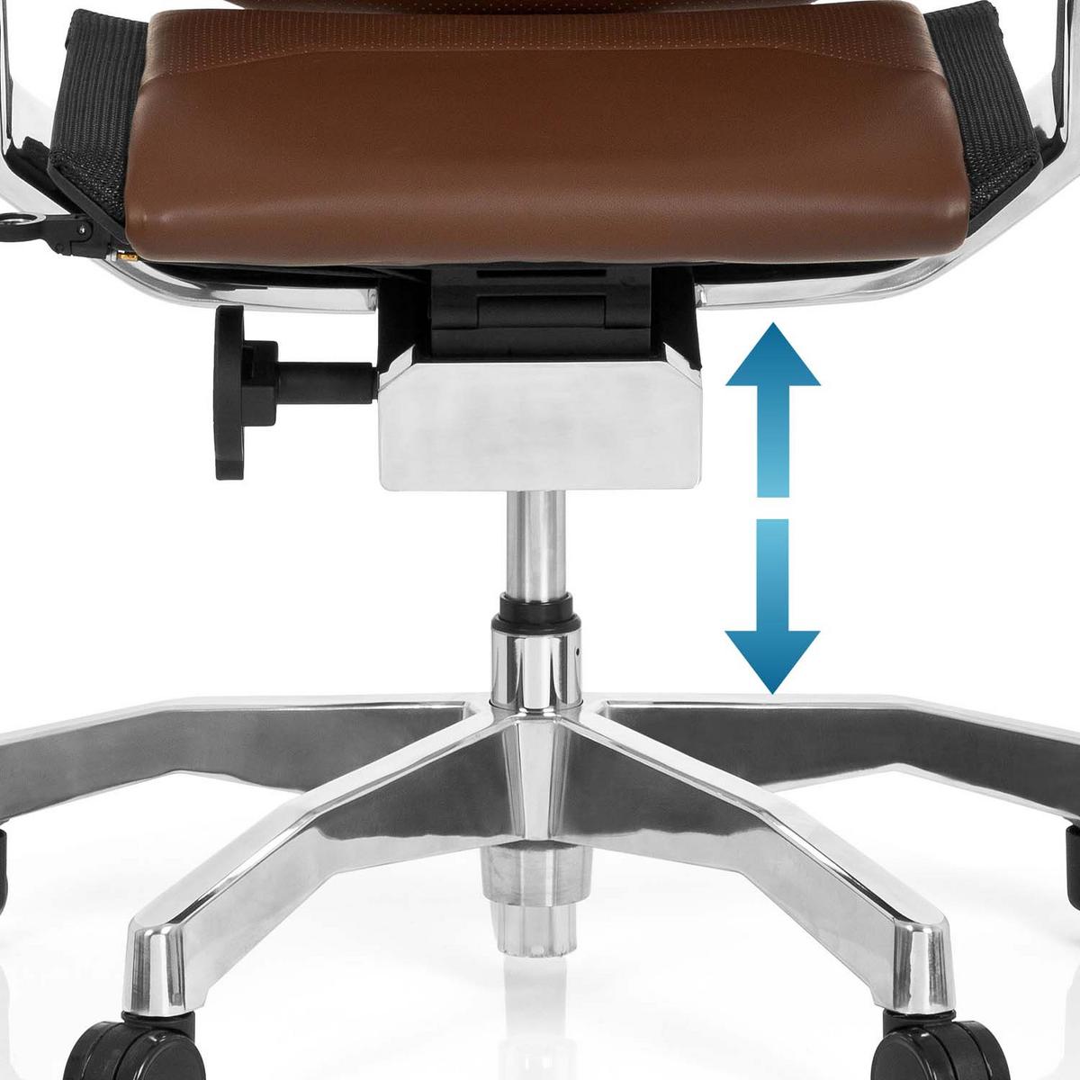 Drehstuhl Genidia Pro Braun/Schwarz - Alufarben/Schwarz, MODERN, Leder/Kunststoff (57/119/46cm) - MID.YOU