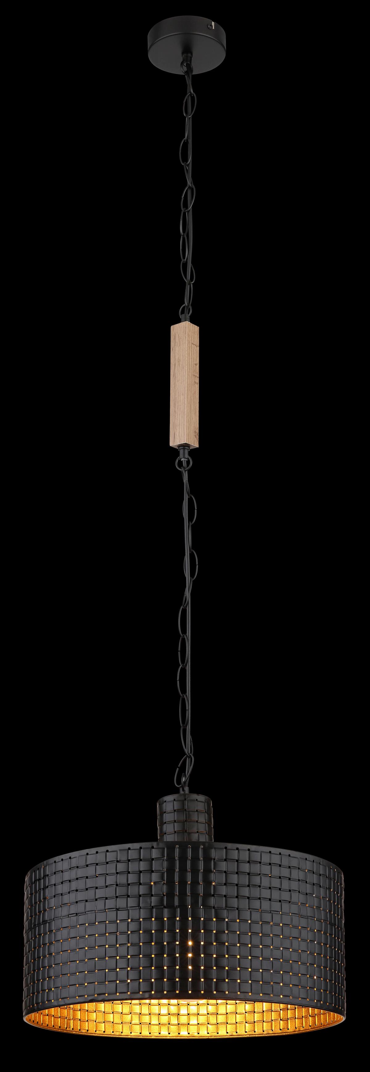 Hängeleuchte 15651h - Dunkelbraun/Goldfarben, Design, Holzwerkstoff/Kunststoff (140/25/120cm) - Globo