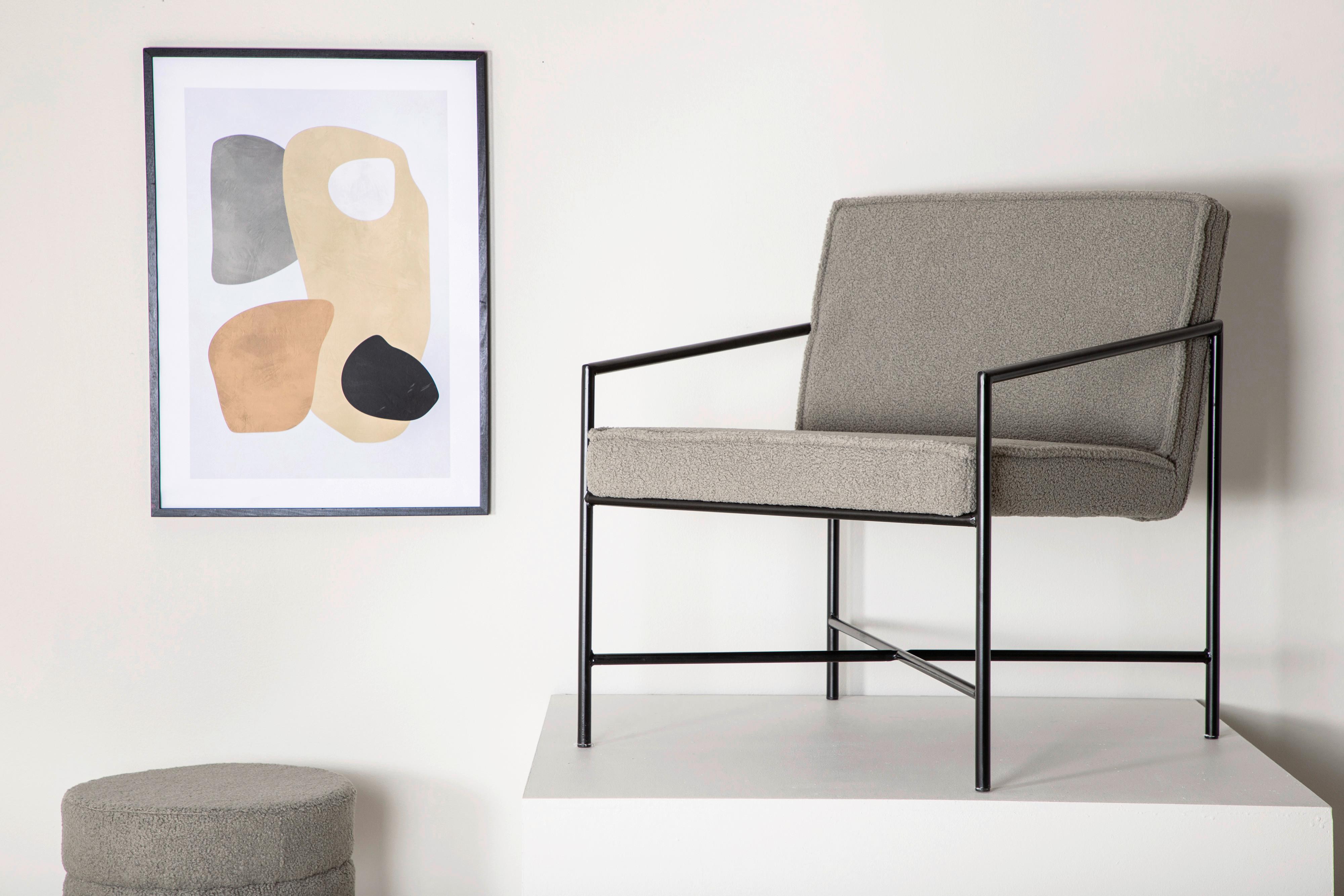 Sessel Rakel - Beige/Schwarz, Design, Textil/Metall (66/78/65cm) - Livetastic
