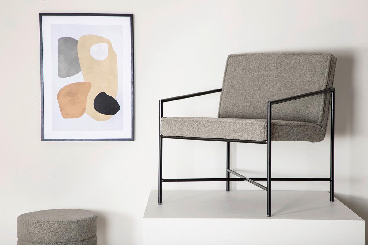 Sessel Rakel - Beige/Schwarz, Design, Textil/Metall (66/78/65cm) - Livetastic