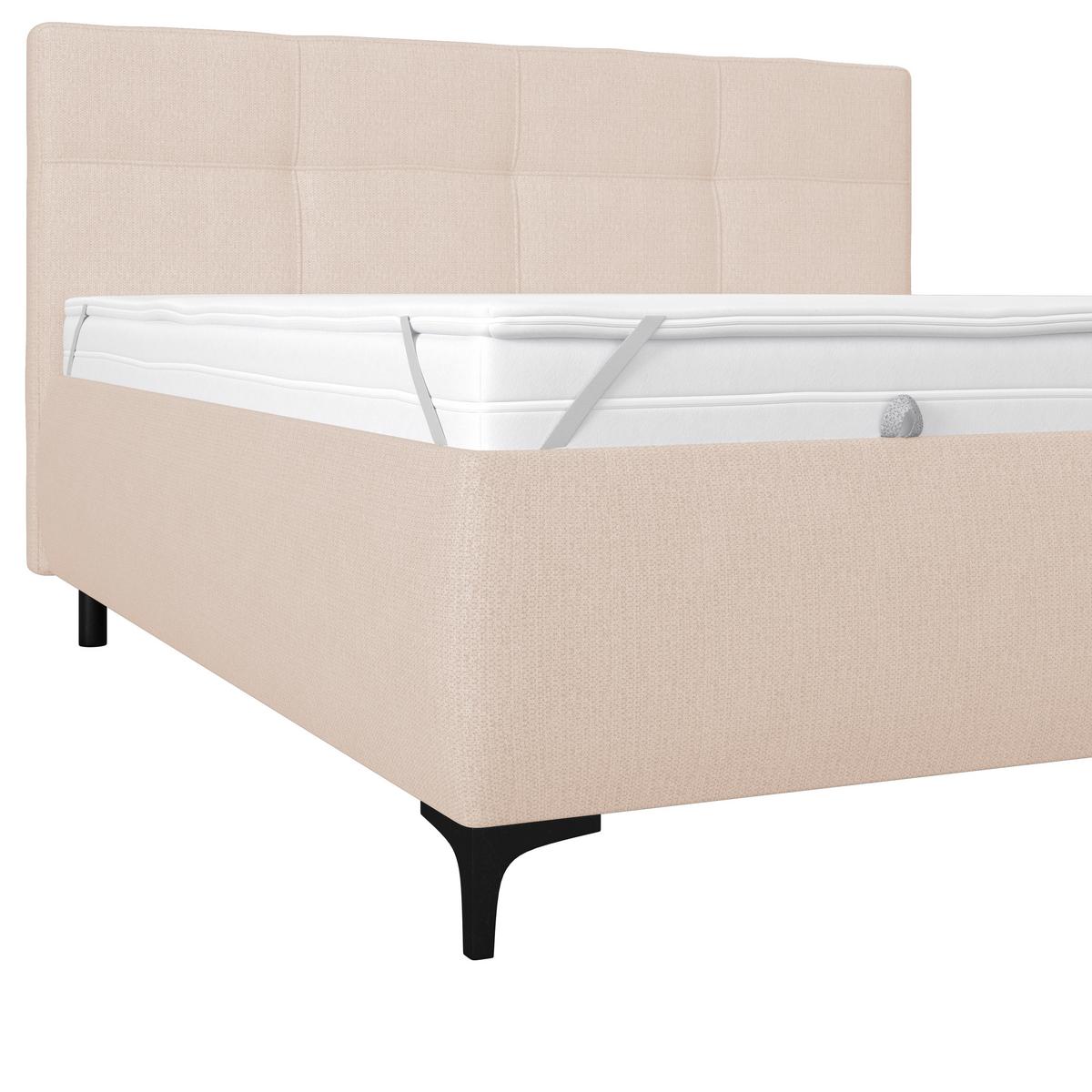 Polsterbett Zeni 160 - Beige/Schwarz, KONVENTIONELL, Holz/Holzwerkstoff (160/200cm)