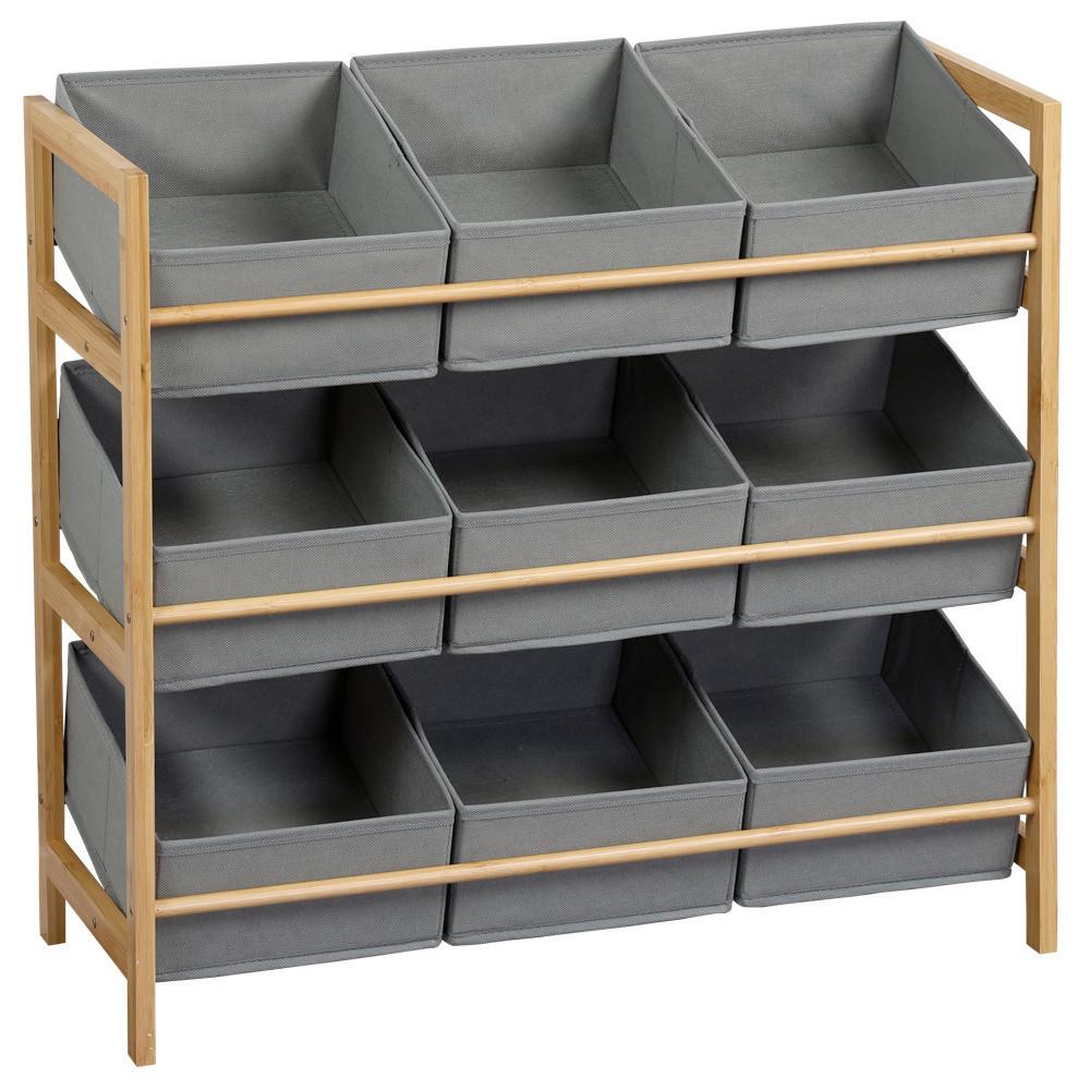 REGAL Bambus/Grau B: 65cm - Naturfarben/Grau, Basics, Holz/Textil (65/60/30cm) - Kesper