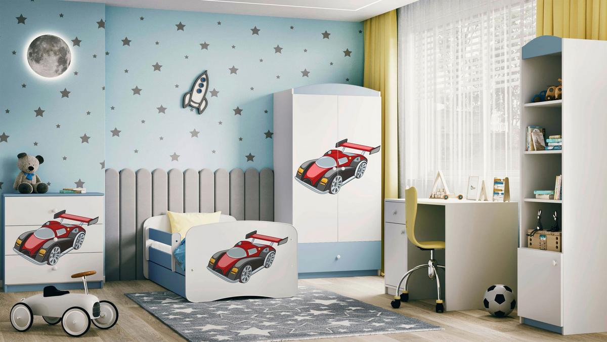 Kinder-/Juniorbett Babydreams inkl. Matratze 80x160 - Blau/Birkefarben, MODERN, Holz/Holzwerkstoff (80/160cm) - MID.YOU