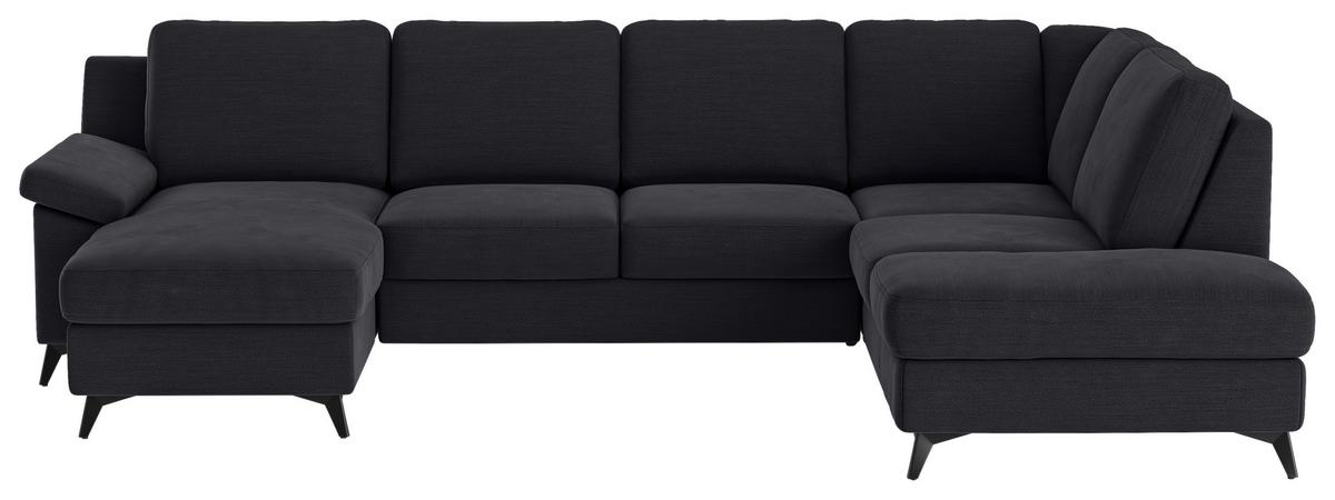 Wohnlandschaft Boom, Dunkelblau 156x309x204 - Schwarz/Dunkelblau, KONVENTIONELL, Textil (156/309/204cm) - Cotta