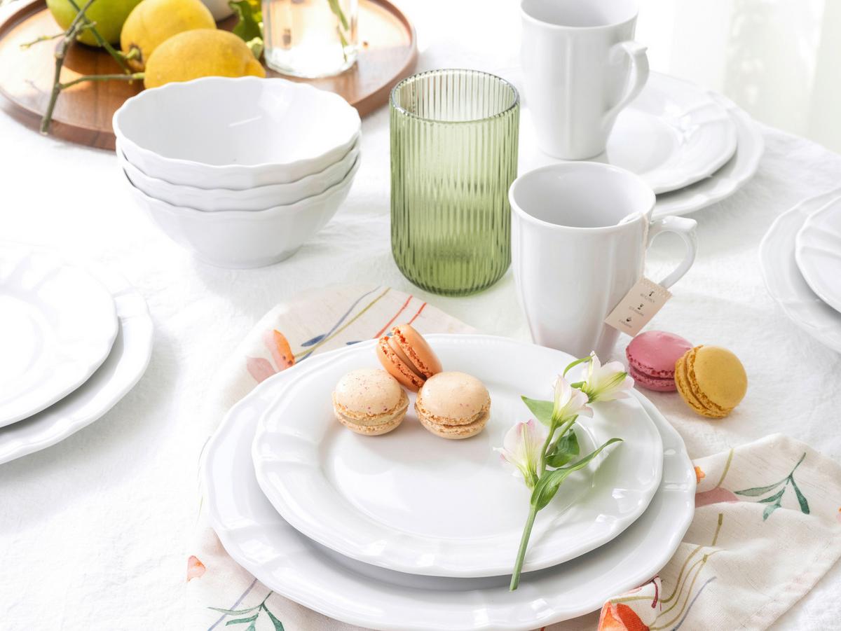 Kombiservice Porzellan 4 Personen Geschirr Set Weiß - Weiß, Keramik (34,5/28/29cm) - Creatable
