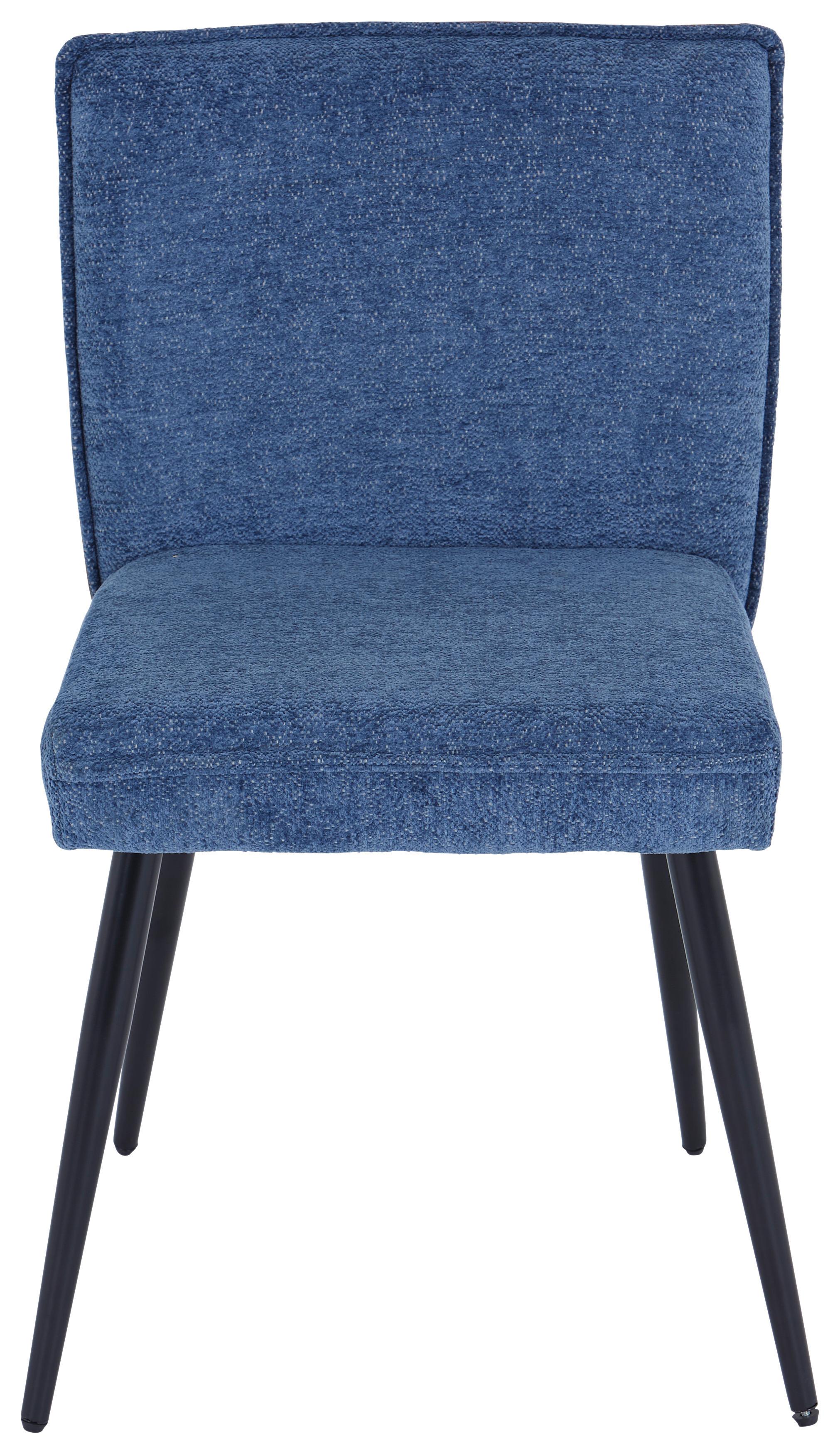 Esszimmerstuhl Cory Blau/Braun Gepolstert - Blau/Schwarz, MODERN, Textil/Metall (57/84/48cm) - MID.YOU