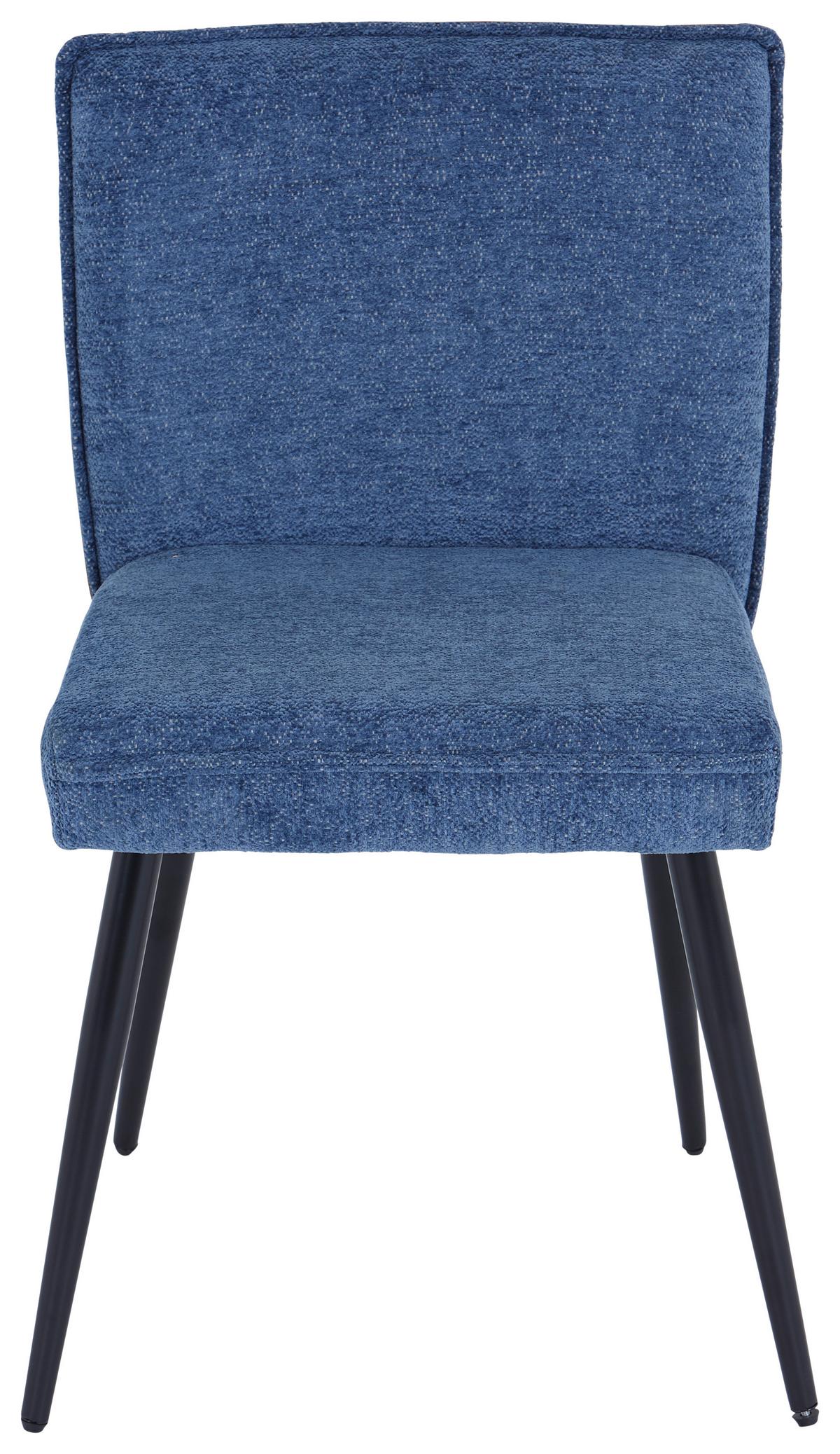 Esszimmerstuhl Cory Blau/Braun Gepolstert - Blau/Schwarz, MODERN, Textil/Metall (57/84/48cm) - MID.YOU