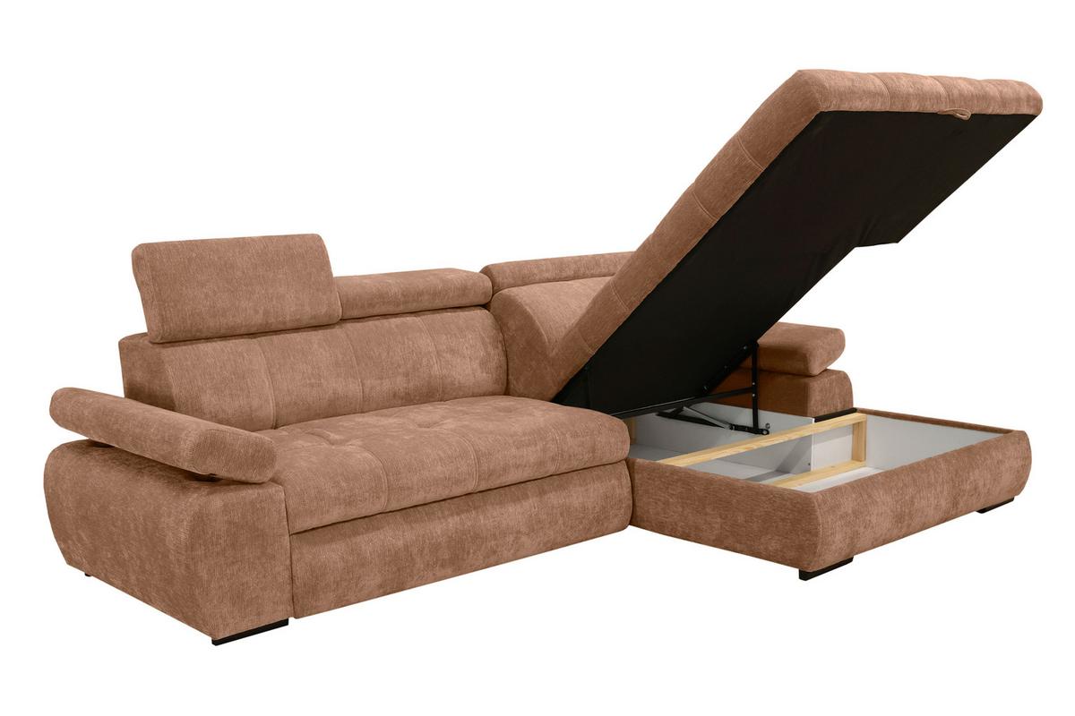Rohová sedačka VEGAS, pravá, terracottová žinylka - černá/terracotta, Design, dřevo/textil (294/173cm)