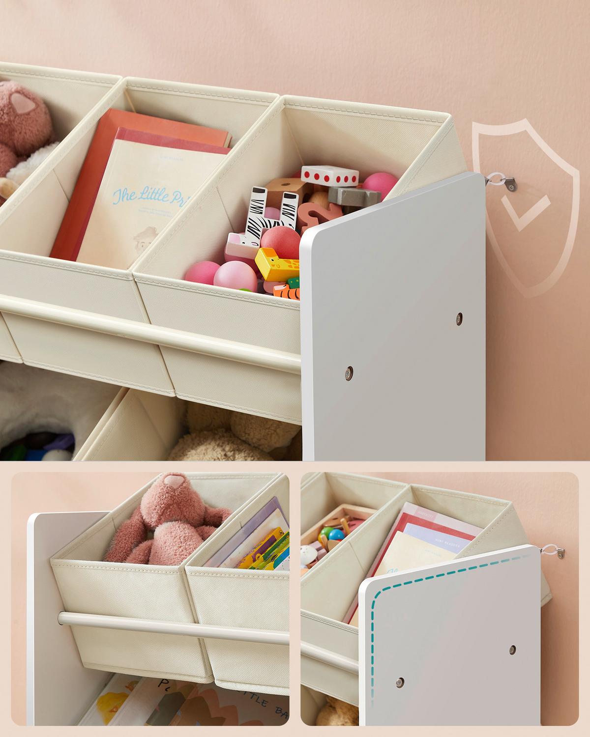 Kinderregal Toy Storage Shelf Weiß/Beige B: 62,5 cm - Beige/Weiß, MODERN, Holzwerkstoff/Textil (62,5/60/29,5cm) - MID.YOU