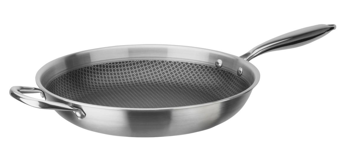 Bratpfanne Inoxxa Black Edelstahlfarben, D: 32 cm - Edelstahlfarben, Basics, Metall (32cm) - GSW