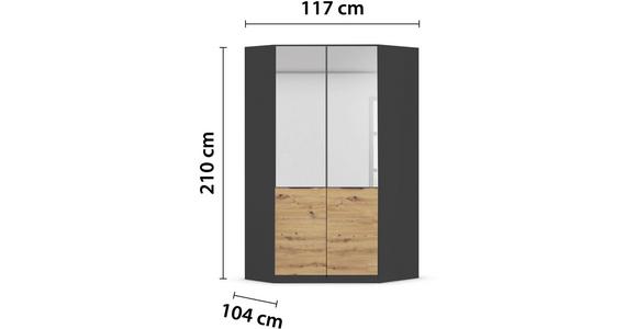 Eckschrank Max-Extra - Eiche Artisan/Grau, KONVENTIONELL, Holzwerkstoff (117/210/104cm) - James Wood