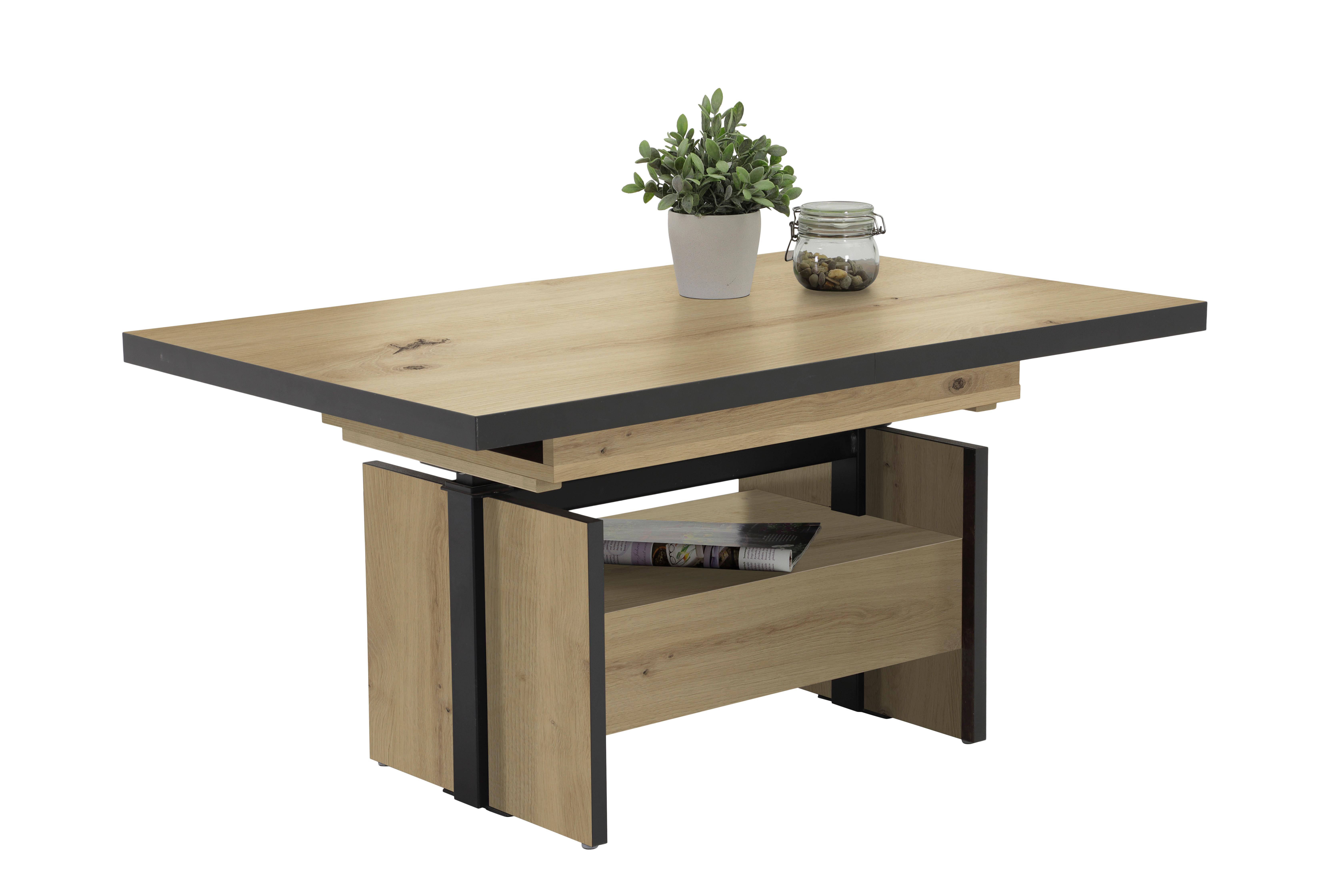 Couchtisch Noah Eiche Dekor L: 110-150 cm - Eiche Artisan, Design, Holzwerkstoff (110-150/70/54-73cm) - Livetastic