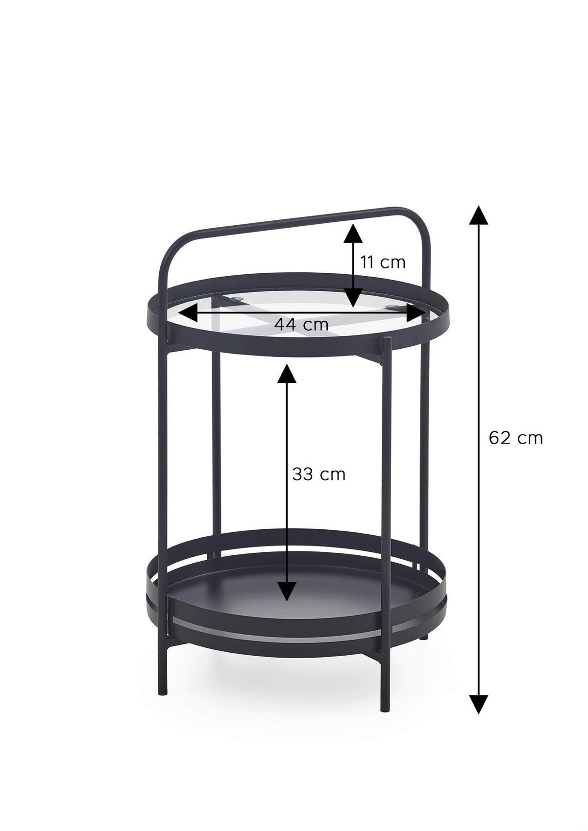 Couchtisch Schwarz B: 44 cm - Schwarz, Design, Glas/Metall (44/62/44cm) - MID.YOU