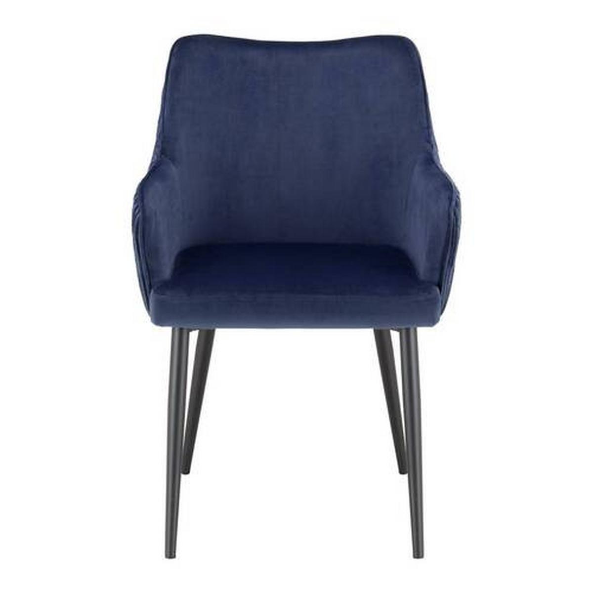 Zamatová stolička Caria modrá - modrá/čierna, Modern, kov/drevo (57/89/60cm) - Bessagi Home