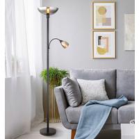 Led-deckenfluter 58903 - Hellgrau/Schwarz, KONVENTIONELL, Glas/Textil (30/178cm) - Globo