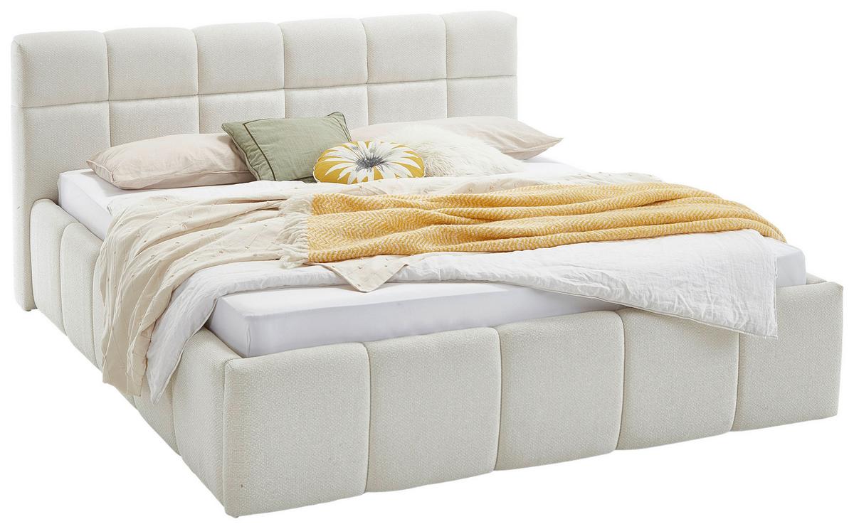 Čalúnená posteľ ASCONA 180x200, krémová - čierna/krémová, Konventionell, textil/plast (180/200cm)