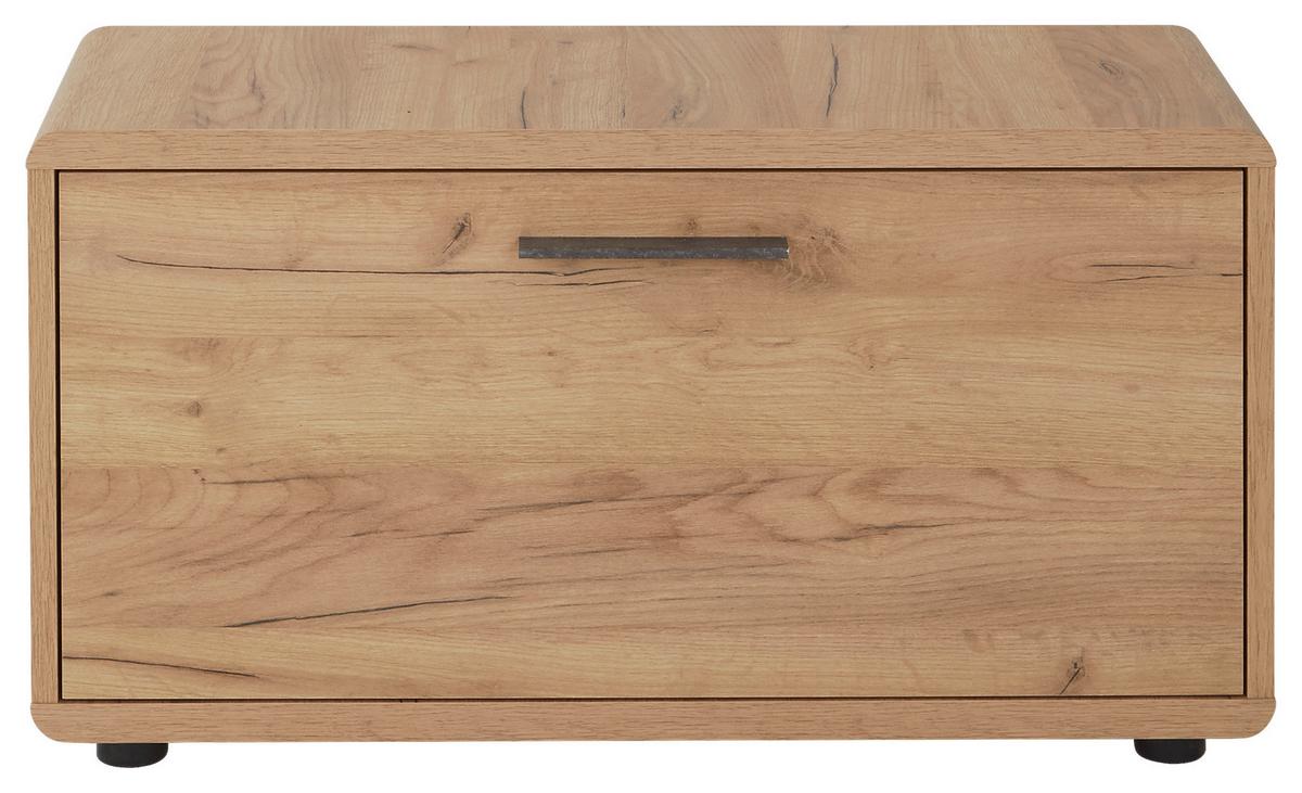 Šatní lavice FONTANA - barvy dubu/černá, Moderní, kompozitní dřevo/plast (84/46/32cm)