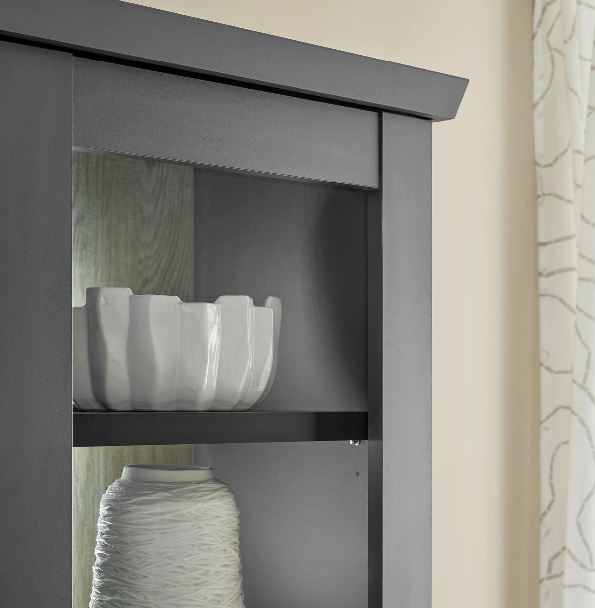 Vitrine Lincoln Schwarz/Eichefarben B: 55cm - Eichefarben/Schwarz, Design, Holzwerkstoff (55/200/39cm) - MID.YOU
