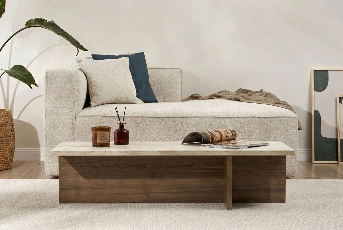 COUCHTISCH Beige/Wallnussfarben B: 120cm - Elfenbein/Walnussfarben, MODERN, Holzwerkstoff (120/30/45cm)