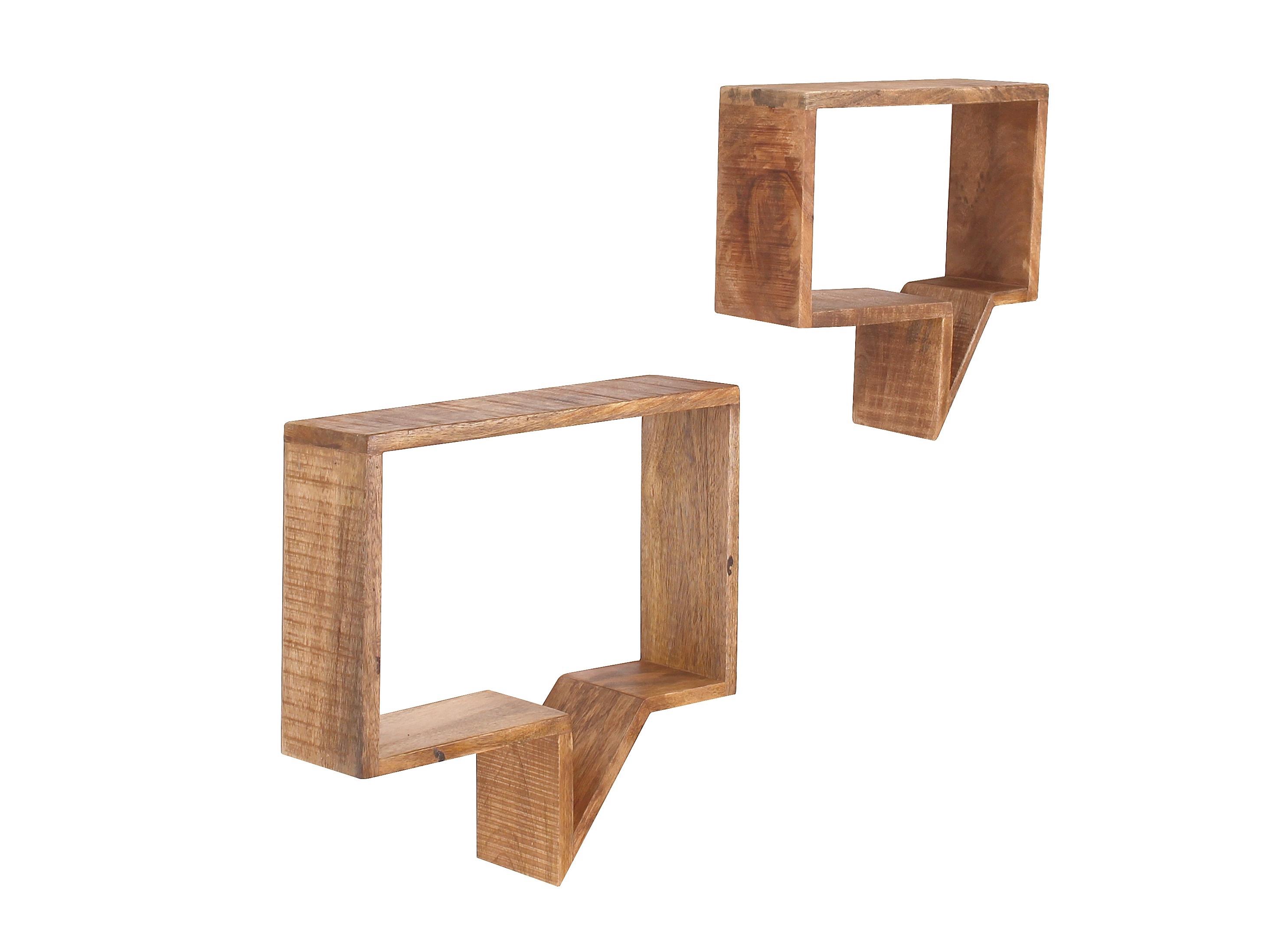 Wandregalset Mangoholz B: 50cm - Naturfarben, Design, Holz (50/46/13cm) - MID.YOU