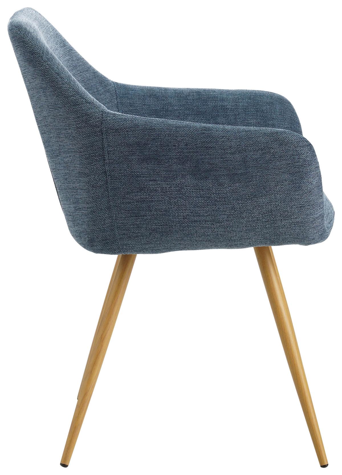 Armlehnstuhl Melinda Blau Gepolstert - Blau/Naturfarben, MODERN, Textil/Metall (56/81,5/63cm) - MID.YOU