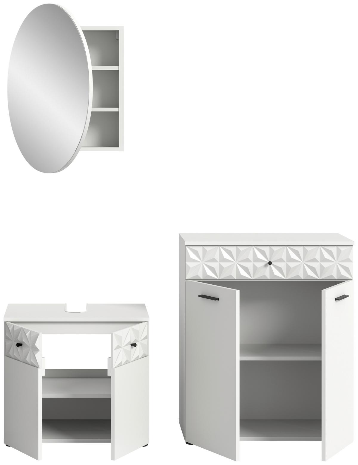 Badezimmer Prisma Weiß B: 130 cm - Schwarz/Weiß, MODERN, Glas/Holzwerkstoff (130cm) - MID.YOU