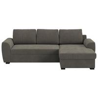 Ecksofa mit Bettfunktion Cord anthrazit, B: 253cm - Anthrazit/Schwarz, Trend, Textil (253/154cm) - MID.YOU