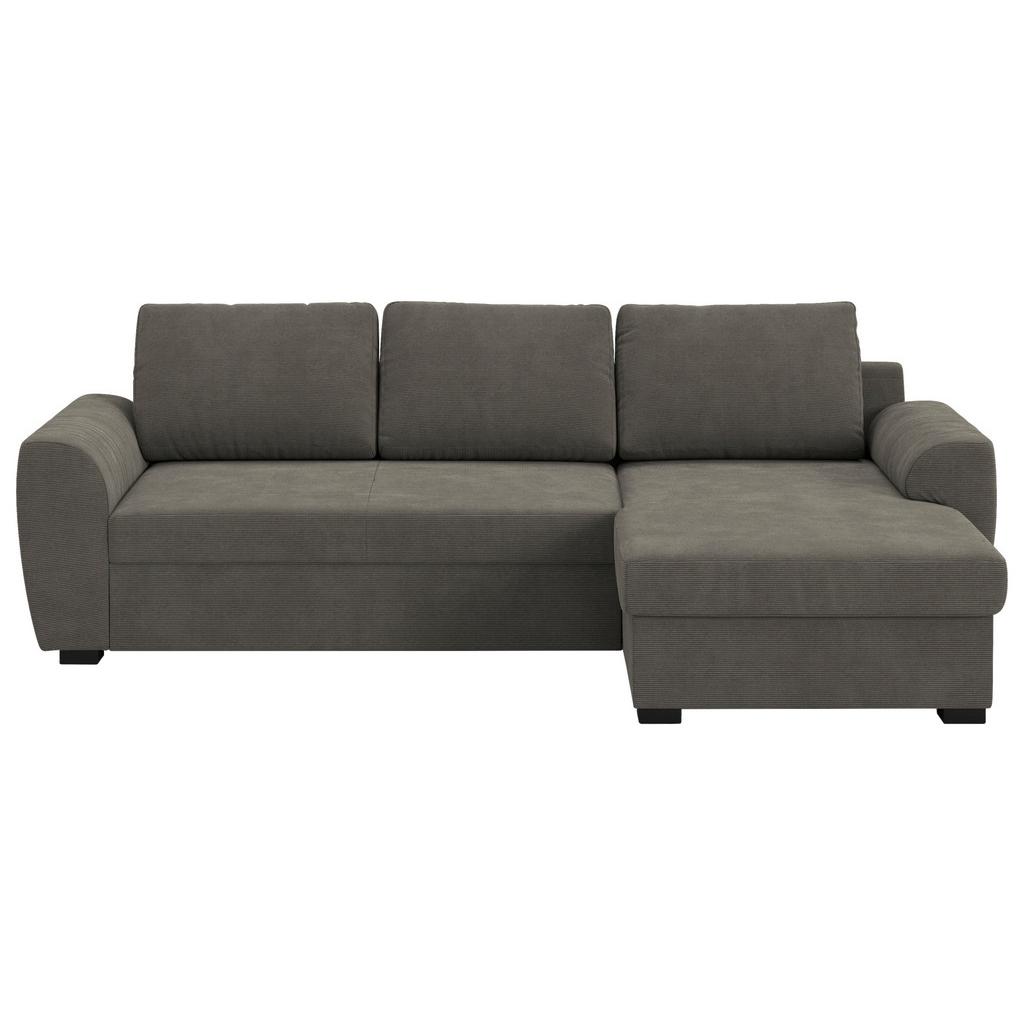 Ecksofa mit Bettfunktion Cord anthrazit, B: 253cm