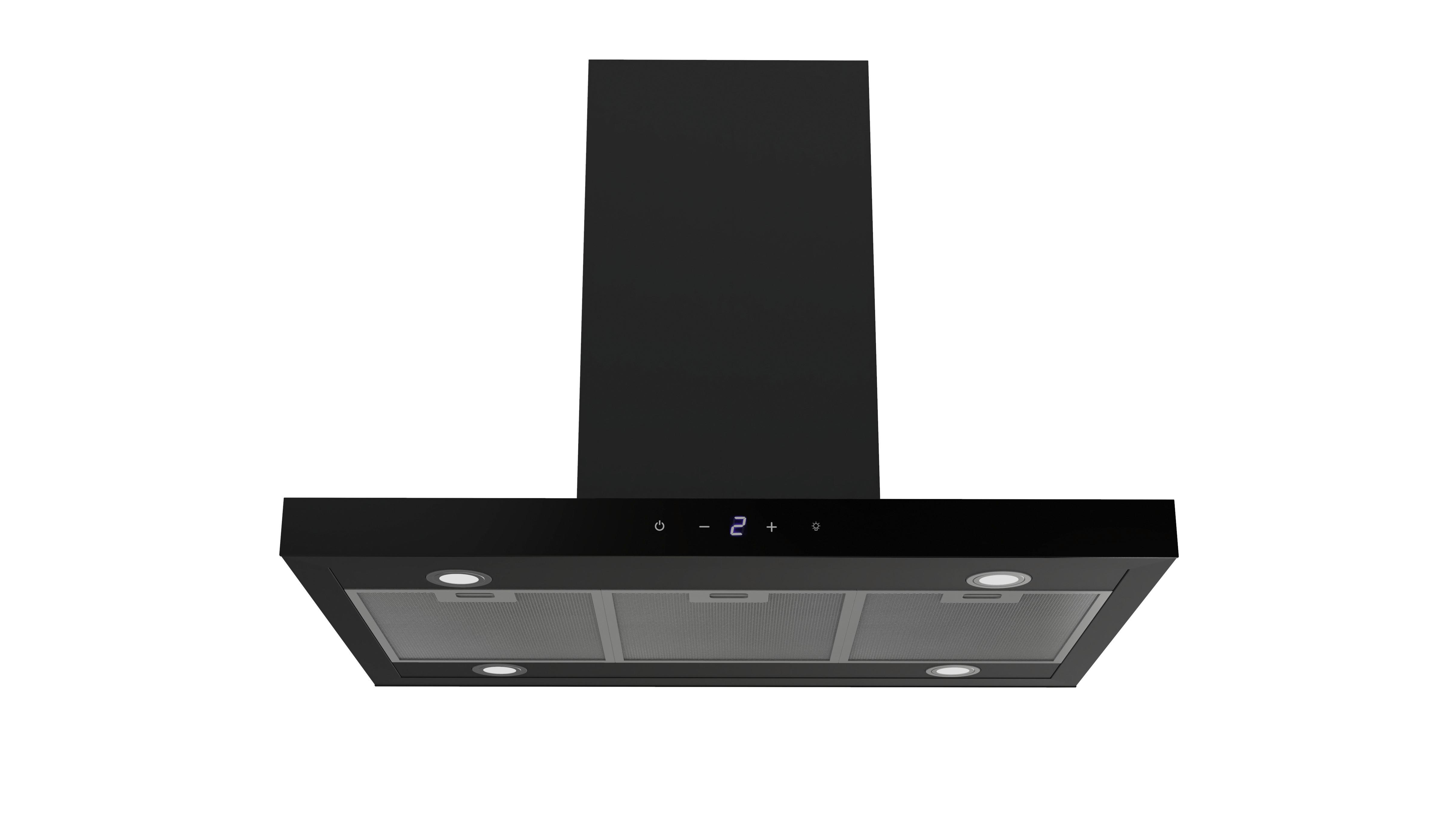 DUNSTABZUGSHAUBE Schwarz B: 89,5cm - Schwarz, Trend, Glas/Metall (89,5/65/60cm) - Respekta