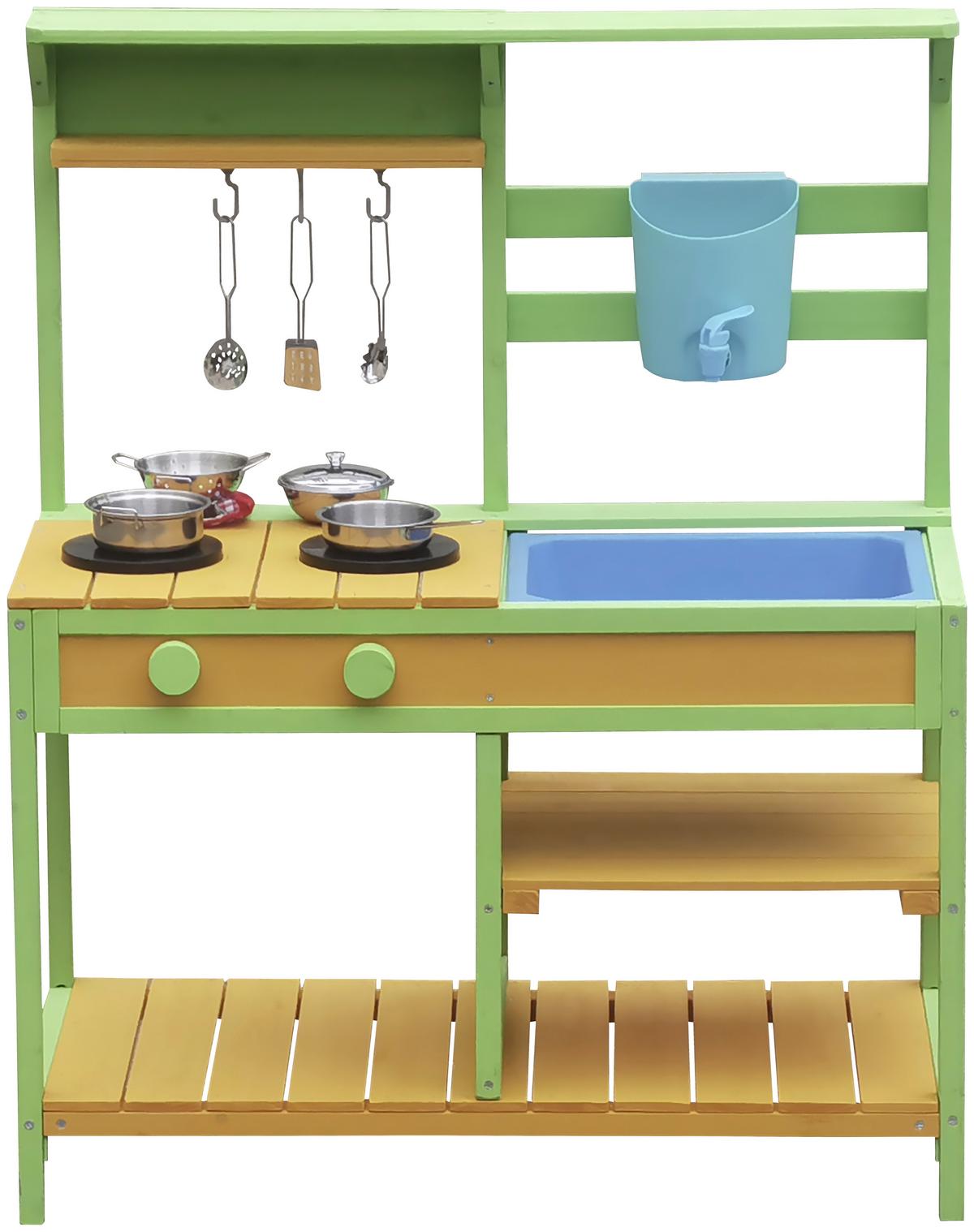 Matschküche Anna - Naturfarben/Hellgrün, Trend, Holz (92/75/35cm) - James Wood