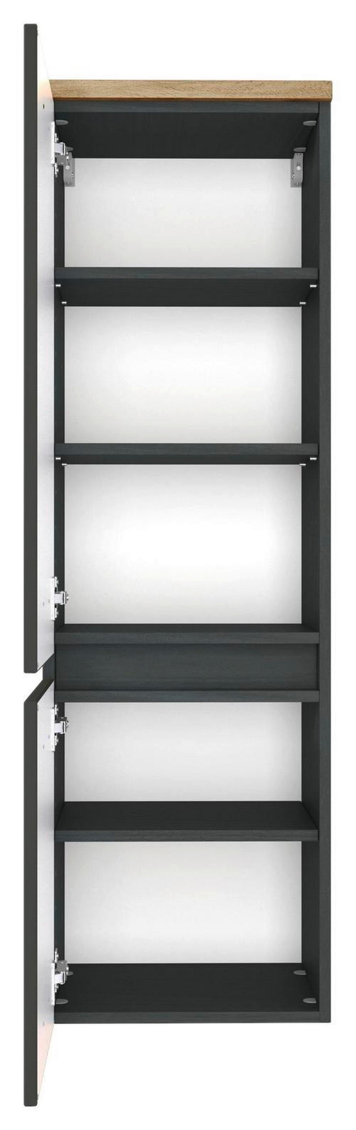 Midischrank Mit Soft-close Pienza 40cm, Graphitgrau - Eichefarben/Silberfarben, Basics, Holzwerkstoff (40/130/35cm) - Held