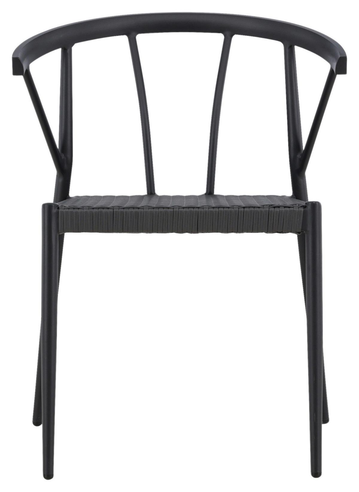 Gartensessel-Set 6-Tlg. Stina Metall/Kunststoff - Schwarz, KONVENTIONELL, Kunststoff/Metall (47/79,5/49cm) - Gardenson