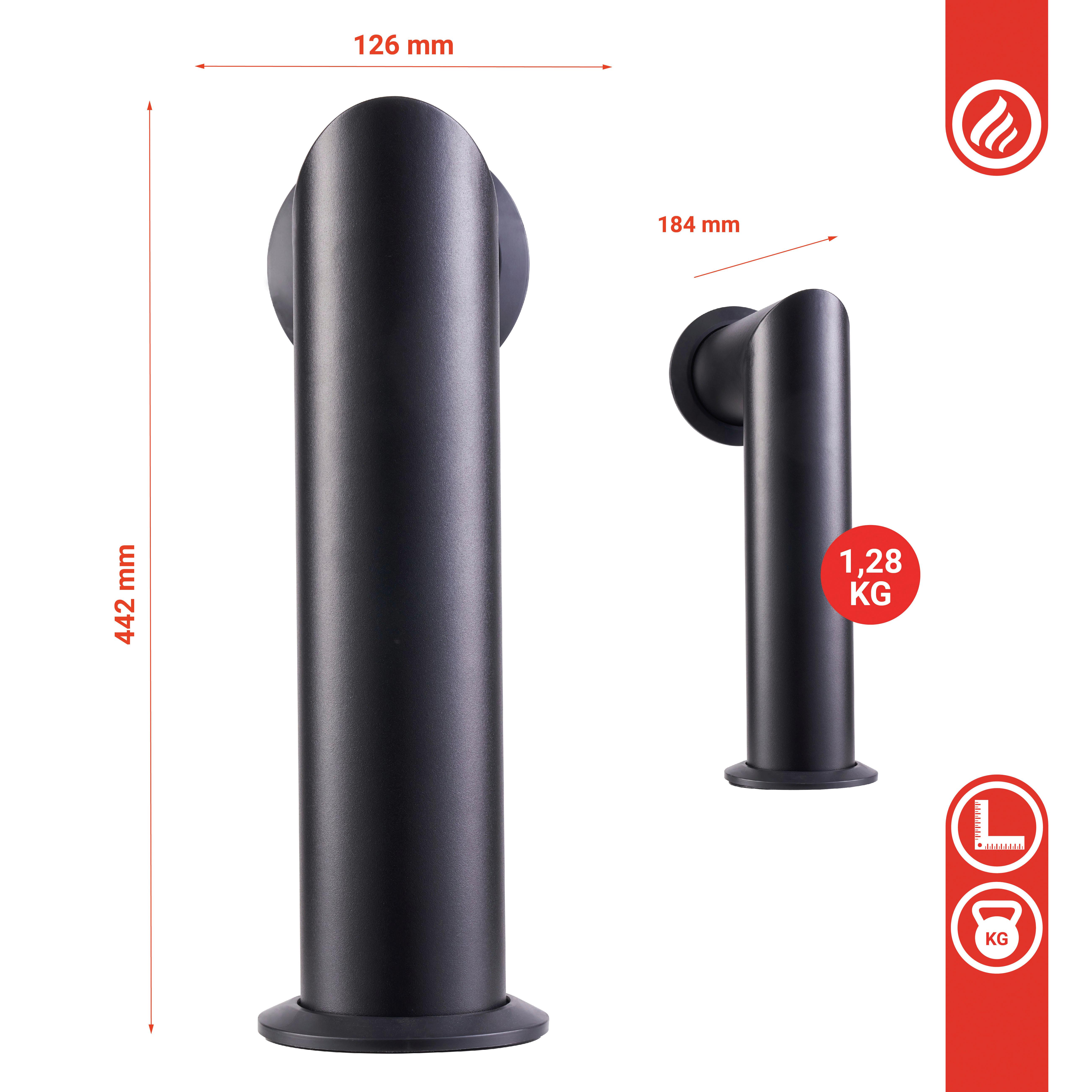 Ofenrohr Max - Schwarz, Basics, Metall (18,4/12,6/42,2cm)