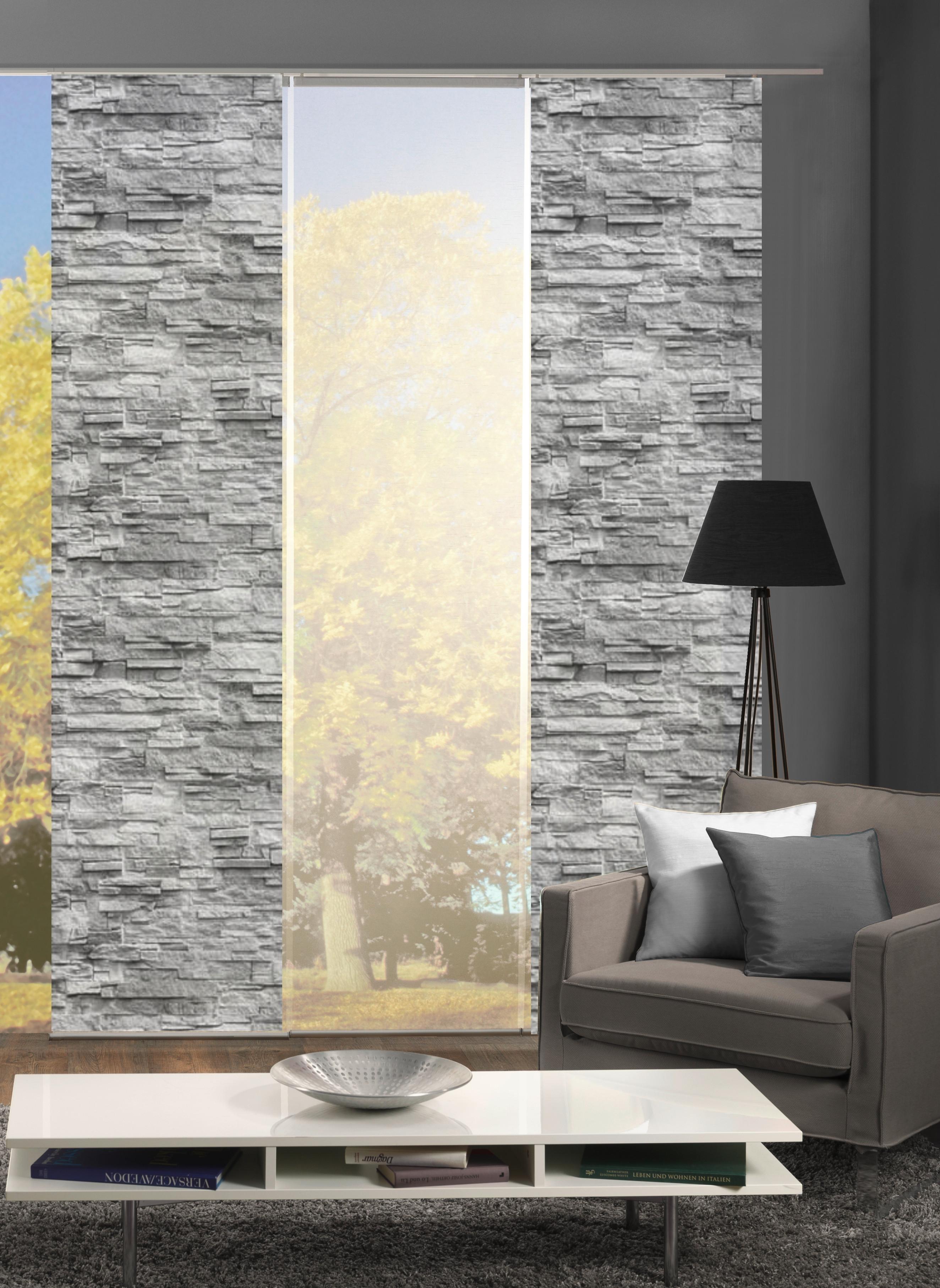Flächenvorhang 3er Set Wallis - Anthrazit, Design, Textil (60/245cm) - Schmidt W. Gmbh