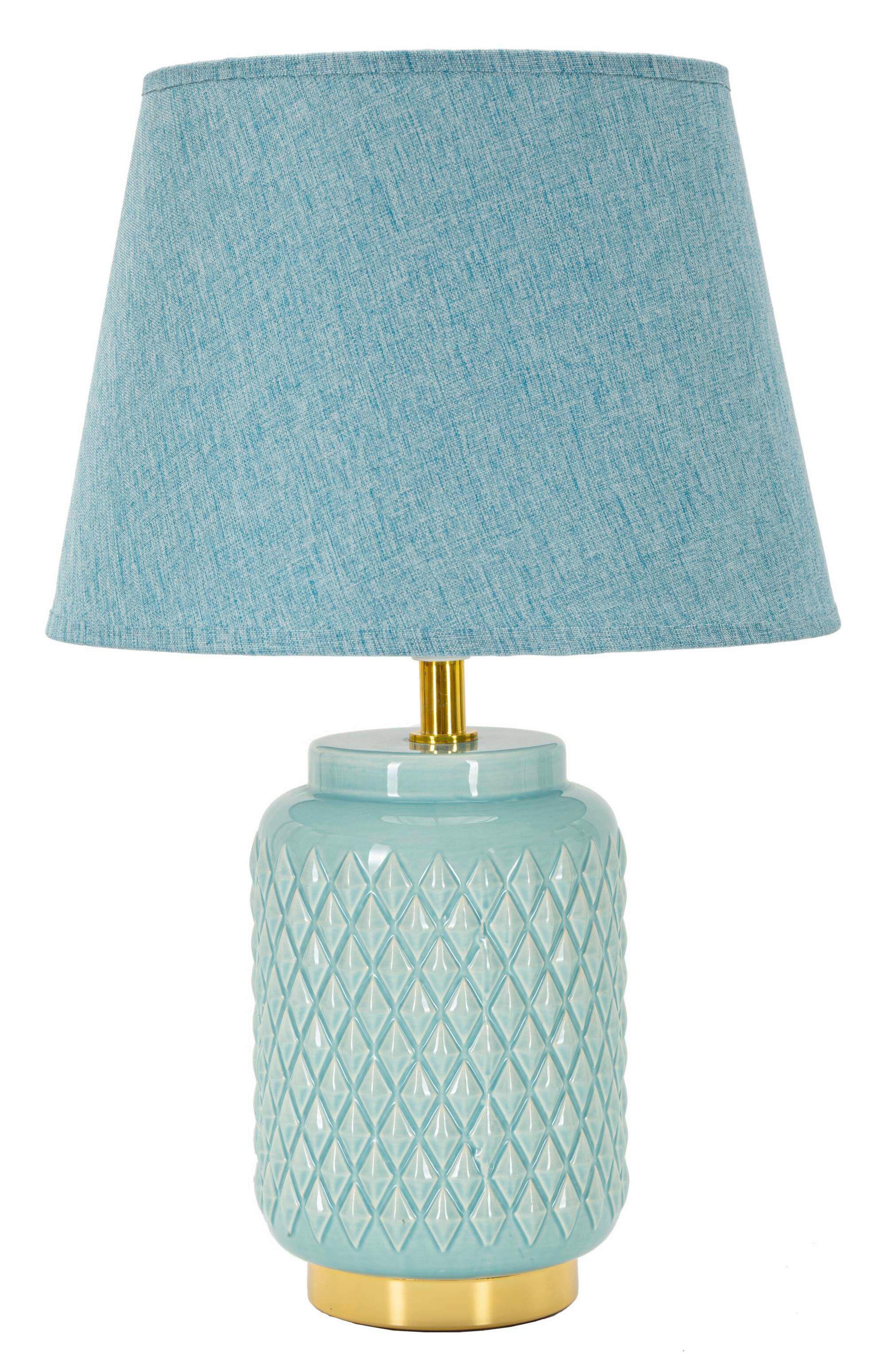 Tischleuchte Square Turquoise Hellblau B: 28 Cm - Hellblau, Basics, Keramik/Textil (28/44/28cm)