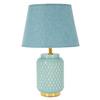 Tischleuchte Square Turquoise Hellblau B: 28 Cm - Hellblau, Basics, Keramik/Textil (28/44/28cm)