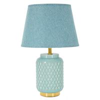 Tischleuchte Square Turquoise Hellblau B: 28 Cm - Hellblau, Basics, Keramik/Textil (28/44/28cm)