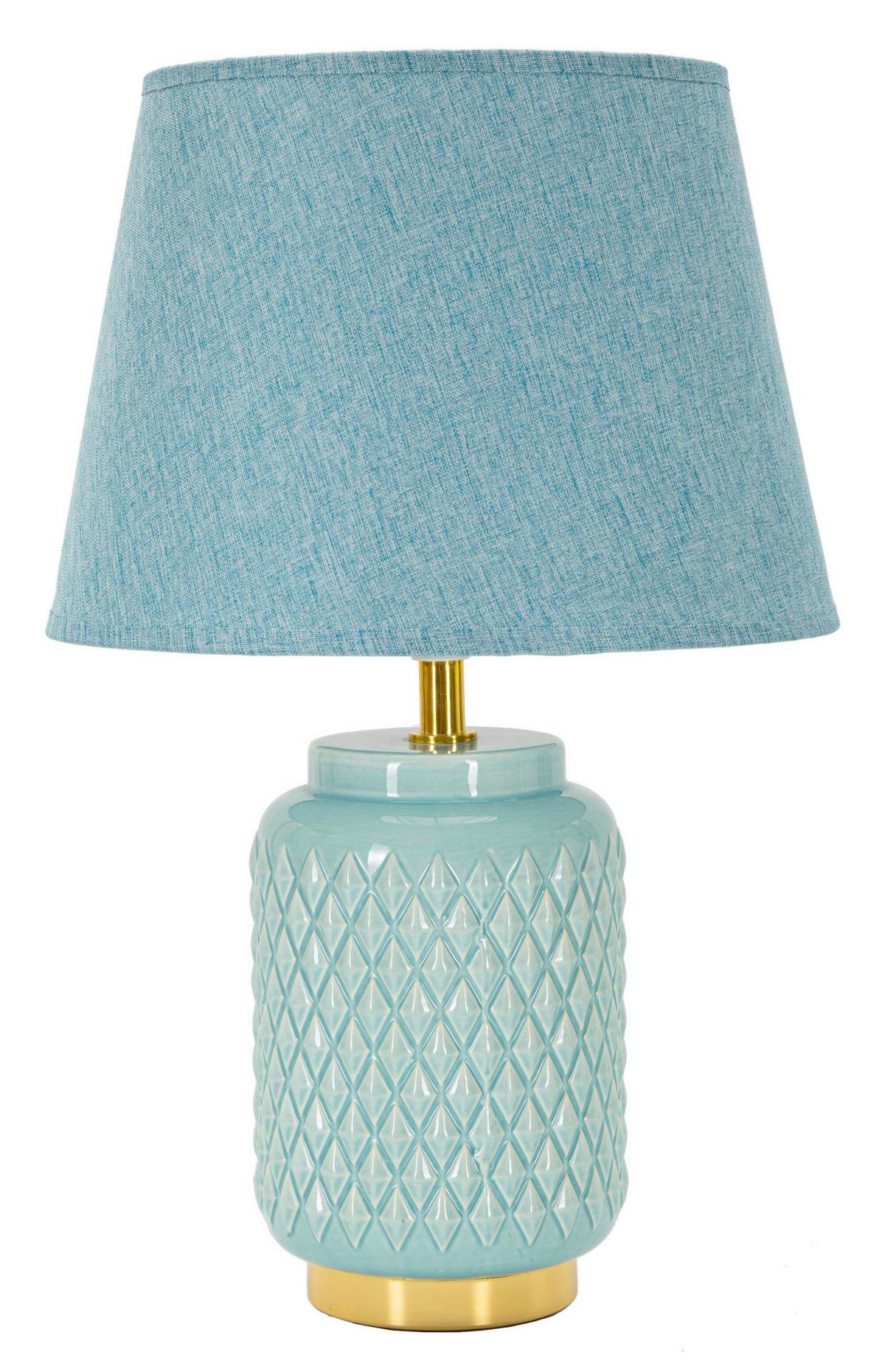 Tischleuchte Square Turquoise Hellblau B: 28 Cm - Hellblau, Basics, Keramik/Textil (28/44/28cm)