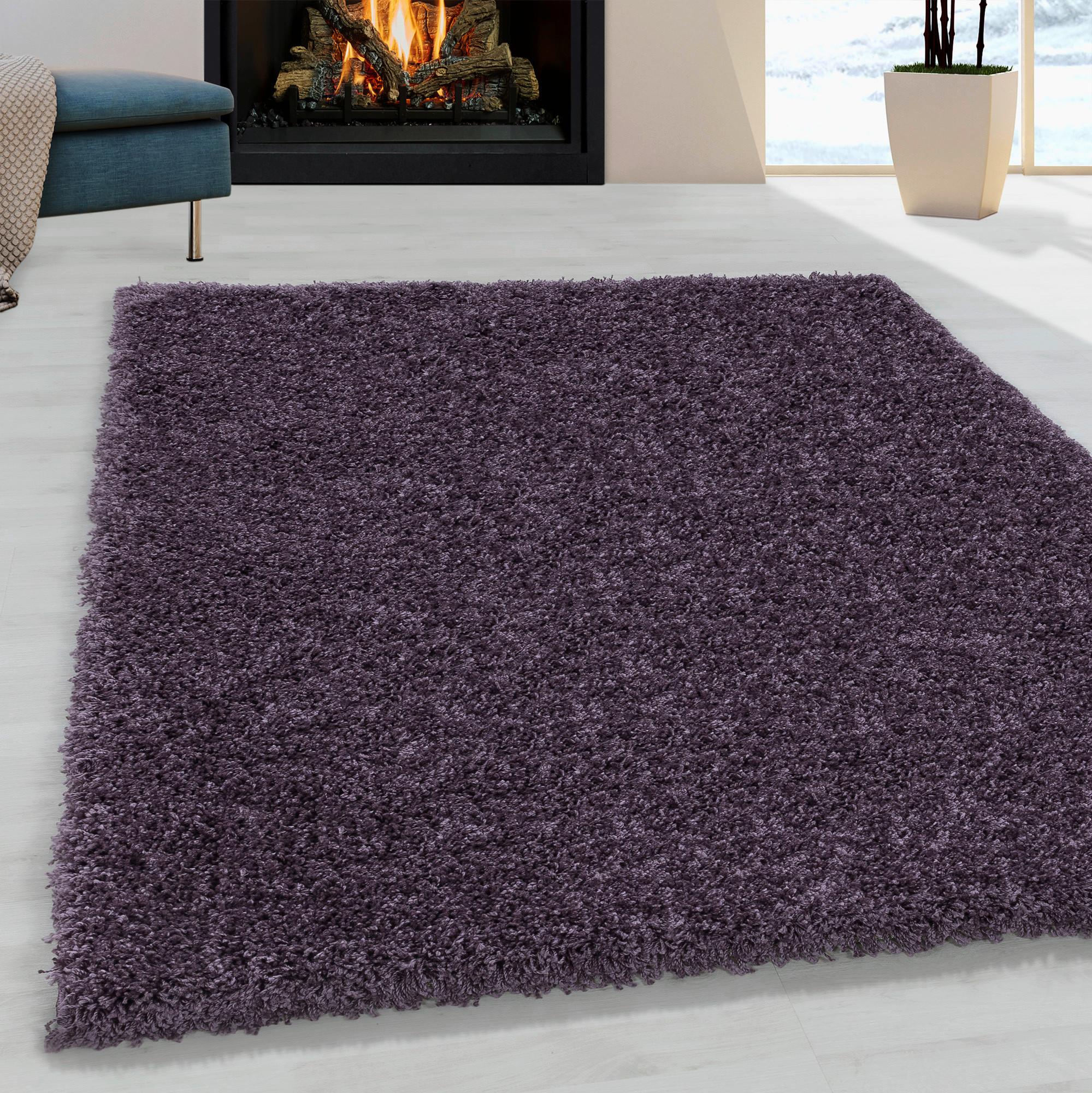 Hochflor Teppich Violett Naturfaser Sydney 80x150 cm - Violett, Basics, Textil (80/150cm)