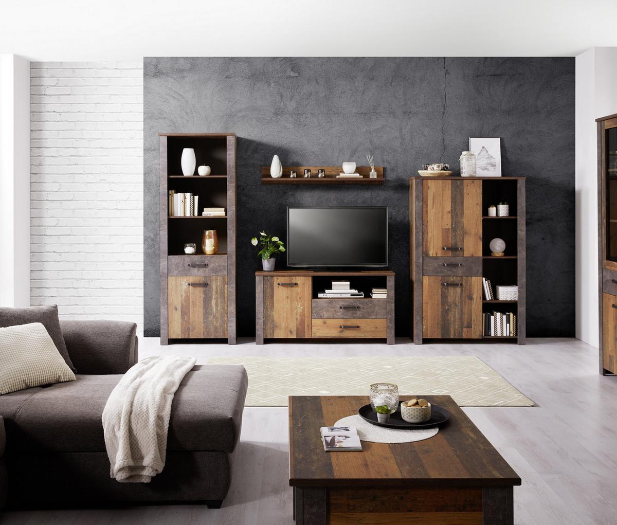 REGÁL ONTARIO - barvy dubu/černá, Trend, kompozitní dřevo/plast (71,4/200/41,5cm) - Ondega