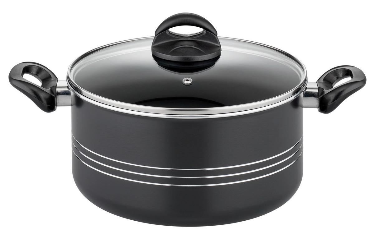 Gsw Kochtopfset Milano Nero Schwarz, 6-teilig - Schwarz, Basics, Metall - GSW