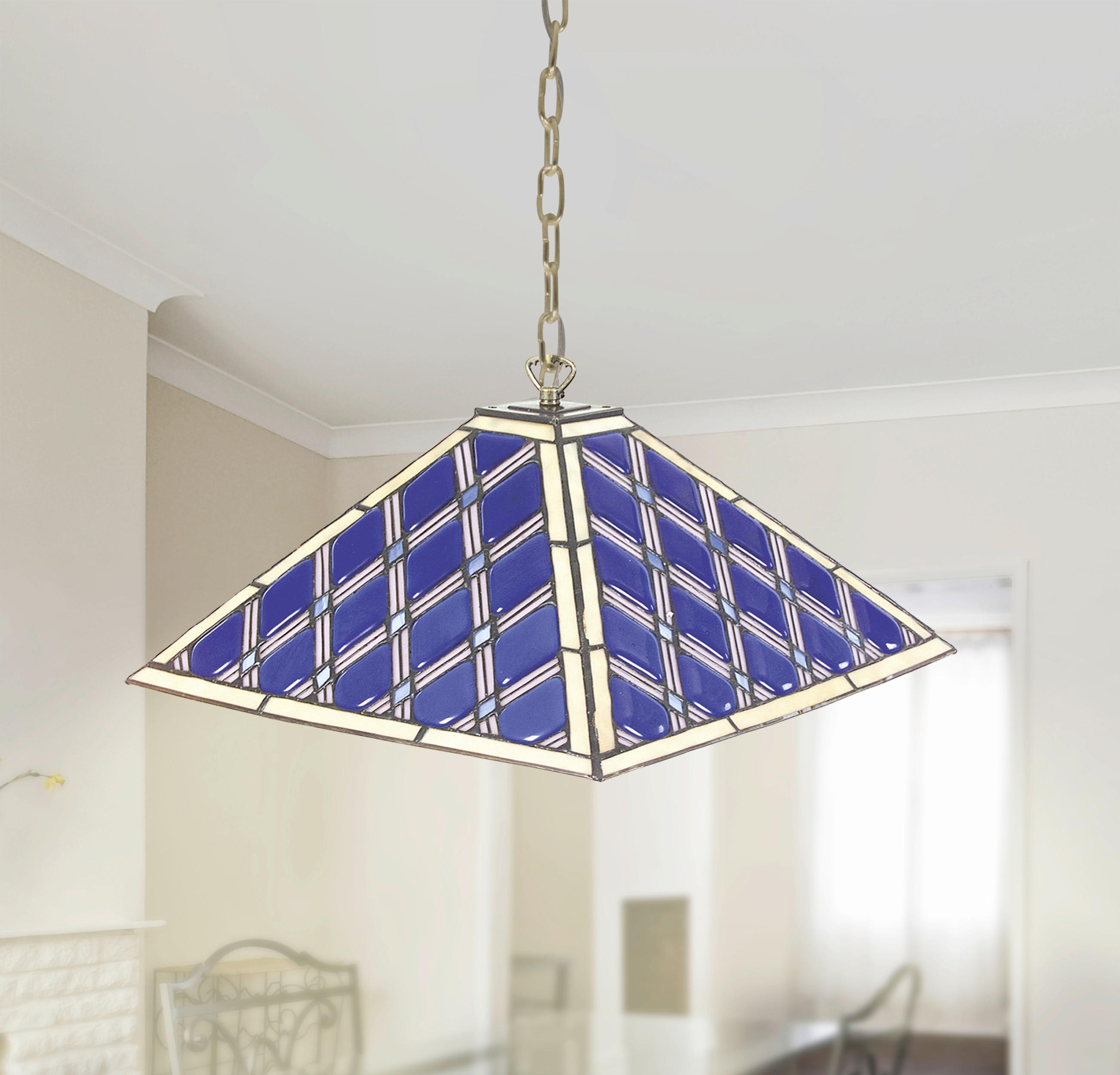 Hängeleuchte Tiifany Pyra H: 111cm 1-Flammig, dimmbar - Blau, Natur, Glas/Metall (40/40/111cm) - Näve