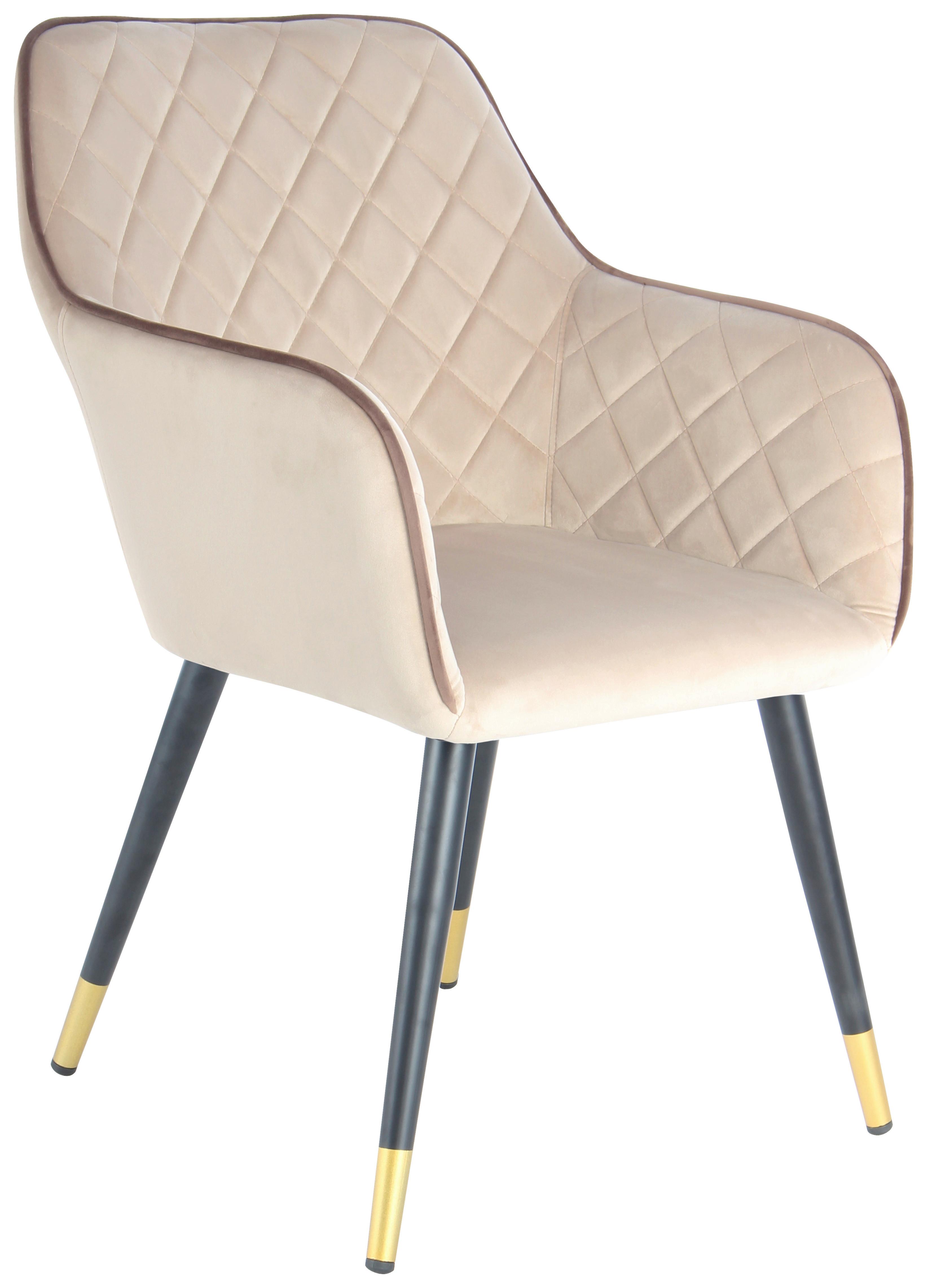 Židle s podrúčkami béžová - černá/barvy zlata, Moderní, kov/textil (58,8/86/61cm) - MID.YOU