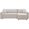 Ecksofa mit Schlaffunktion Mira Beige Cord - Beige/Schwarz, Basics, Textil (248/76/140cm) - Livetastic